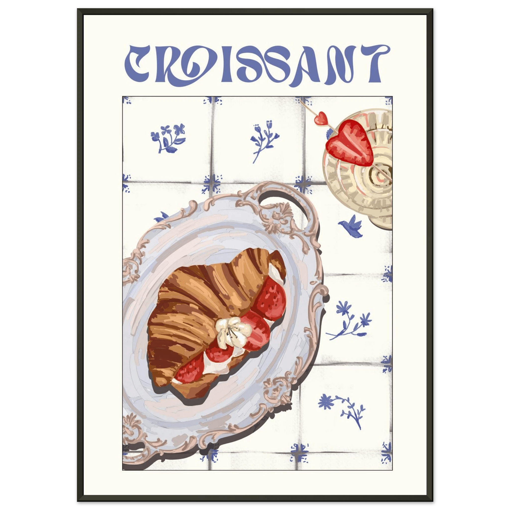 Croissant Poster – Charming French Breakfast Kitchen Wall Art Print (Digital & Printed Options) - Evergreen Posters