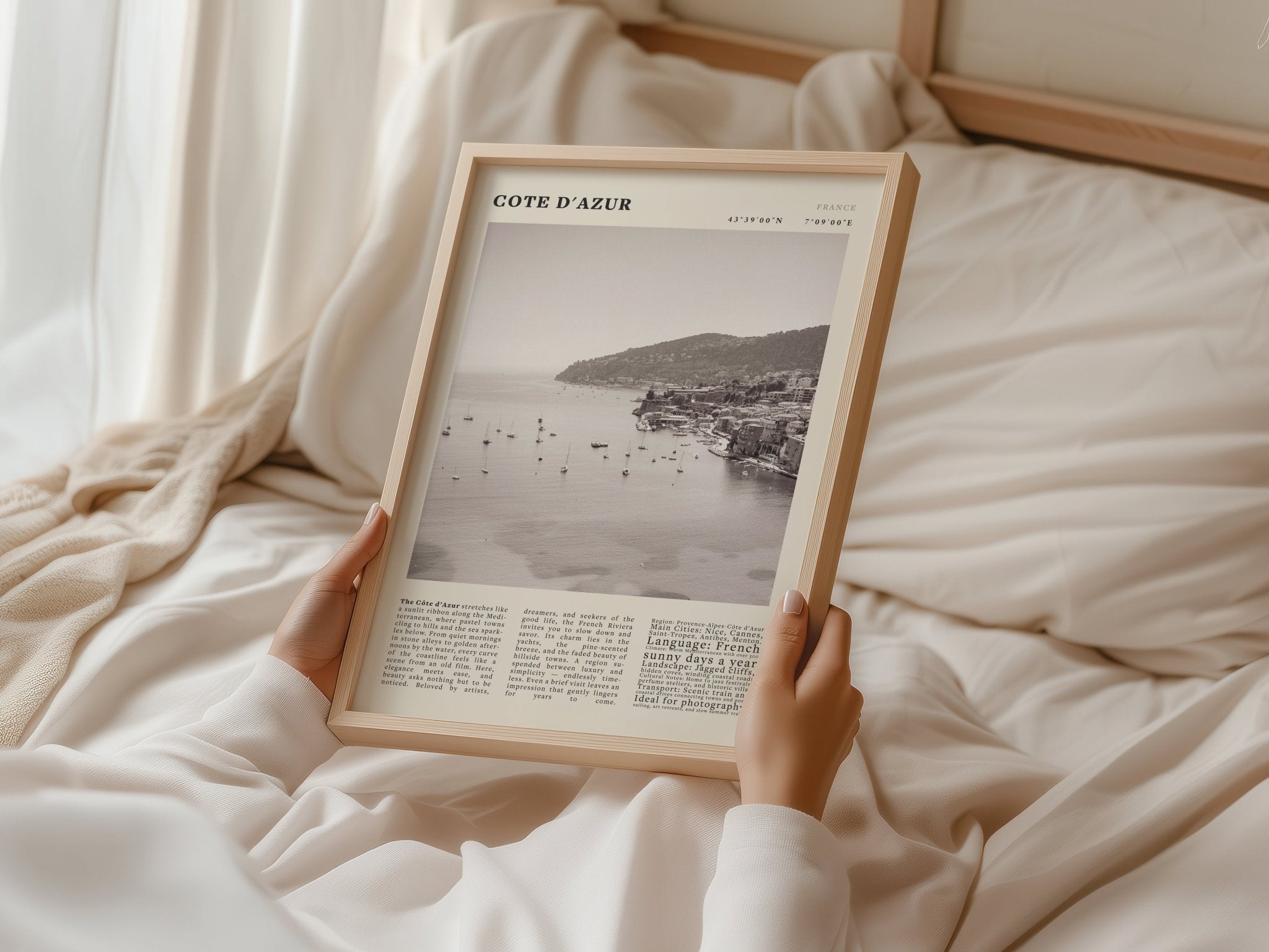 Côte d'Azur Poster Black and White – Vintage French Riviera Coast Print (Digital & Printed Options) - Evergreen Posters