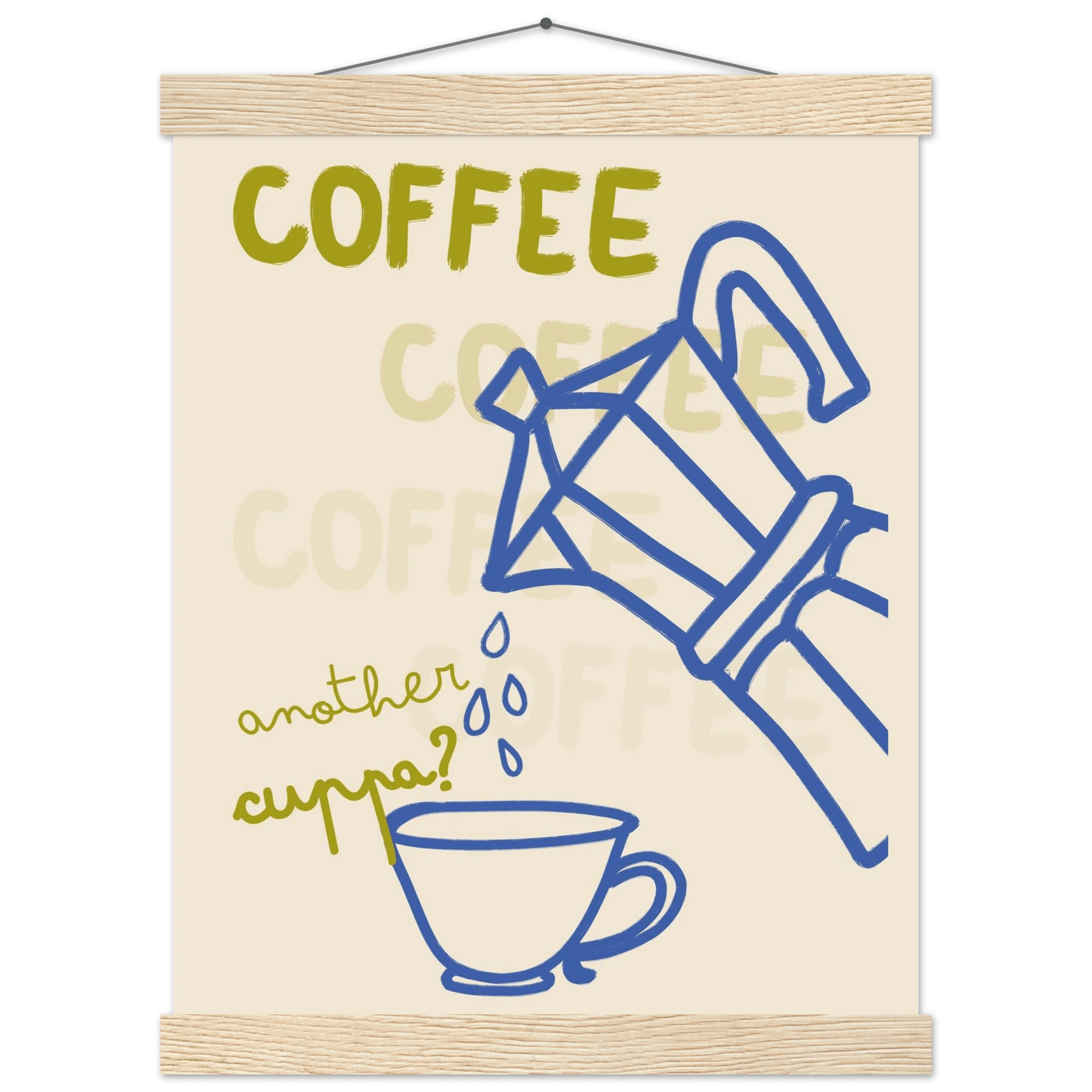 Coffee Print | Another Cuppa Moka Pot Wall Art | Kitchen Coffee Poster - Evergreen Posters