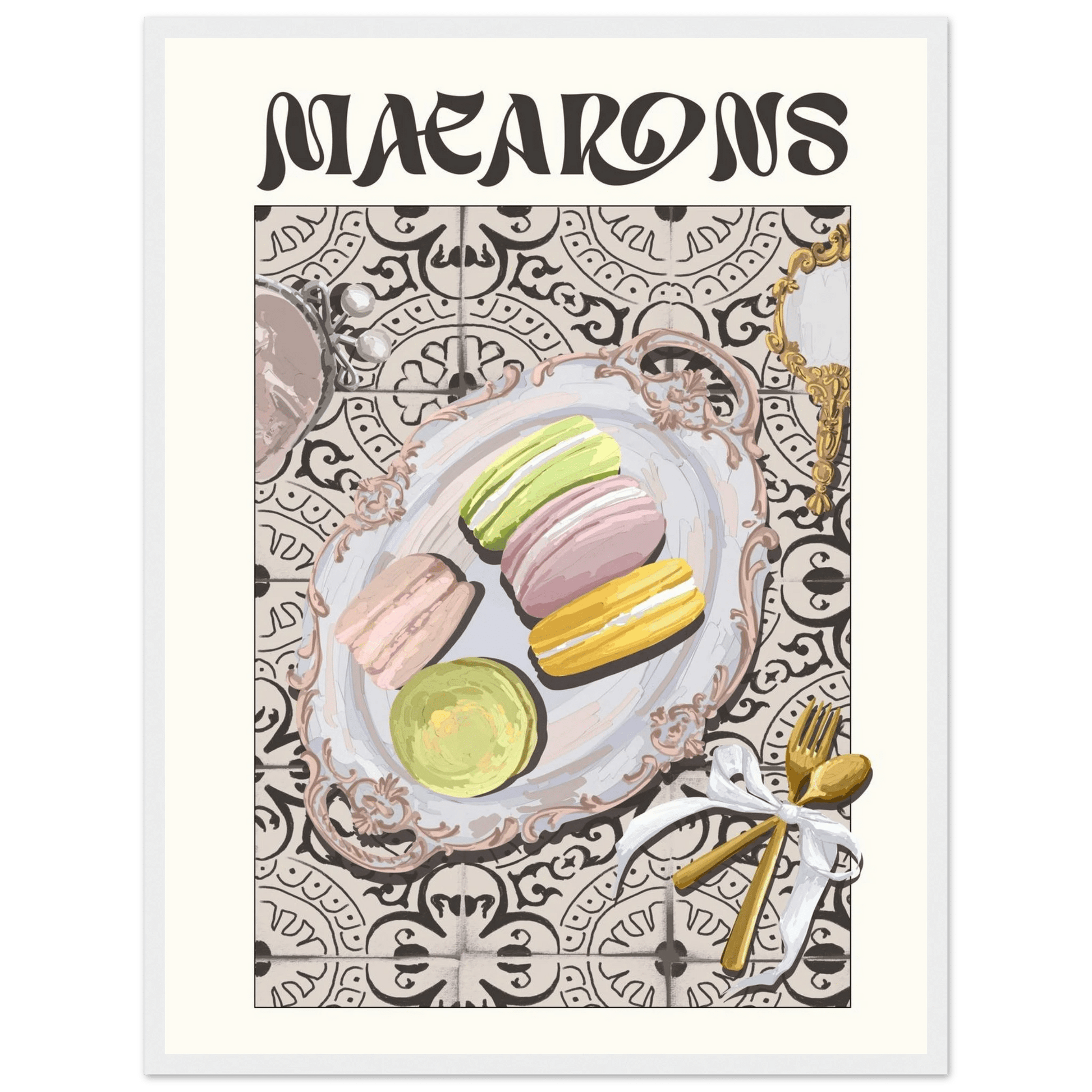 Macarons Poster – Playful French Patisserie Kitchen Wall Art Print (Digital & Printed Options) - Evergreen Posters