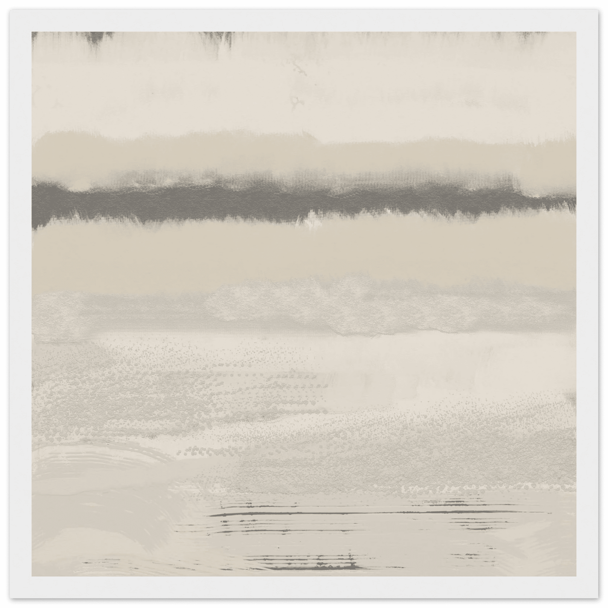 Misty Abstract Poster | Beige & Grey Textured Wall Art | Minimalist Square Print - Evergreen Posters