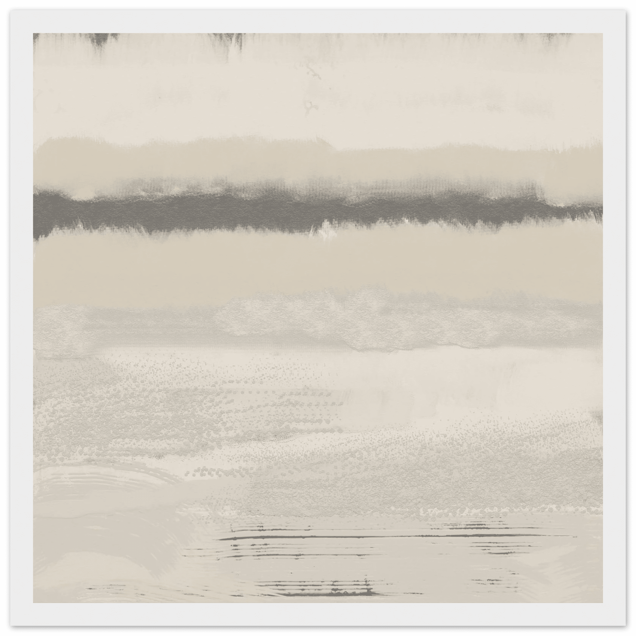 Misty Abstract Poster | Beige & Grey Textured Wall Art | Minimalist Square Print - Evergreen Posters