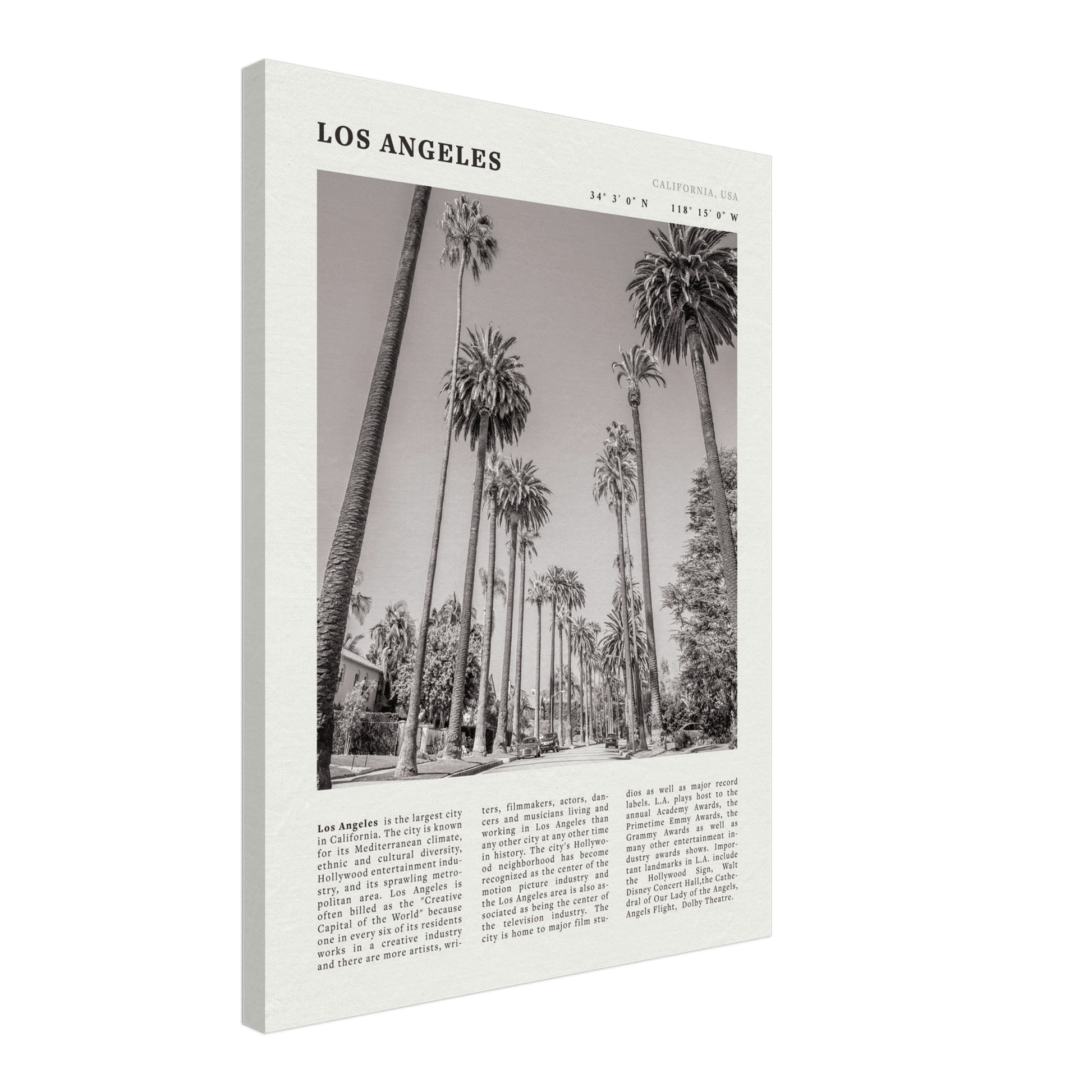 Los Angeles Poster | Black & White Palm Trees Wall Art | California Travel Print - Evergreen Posters