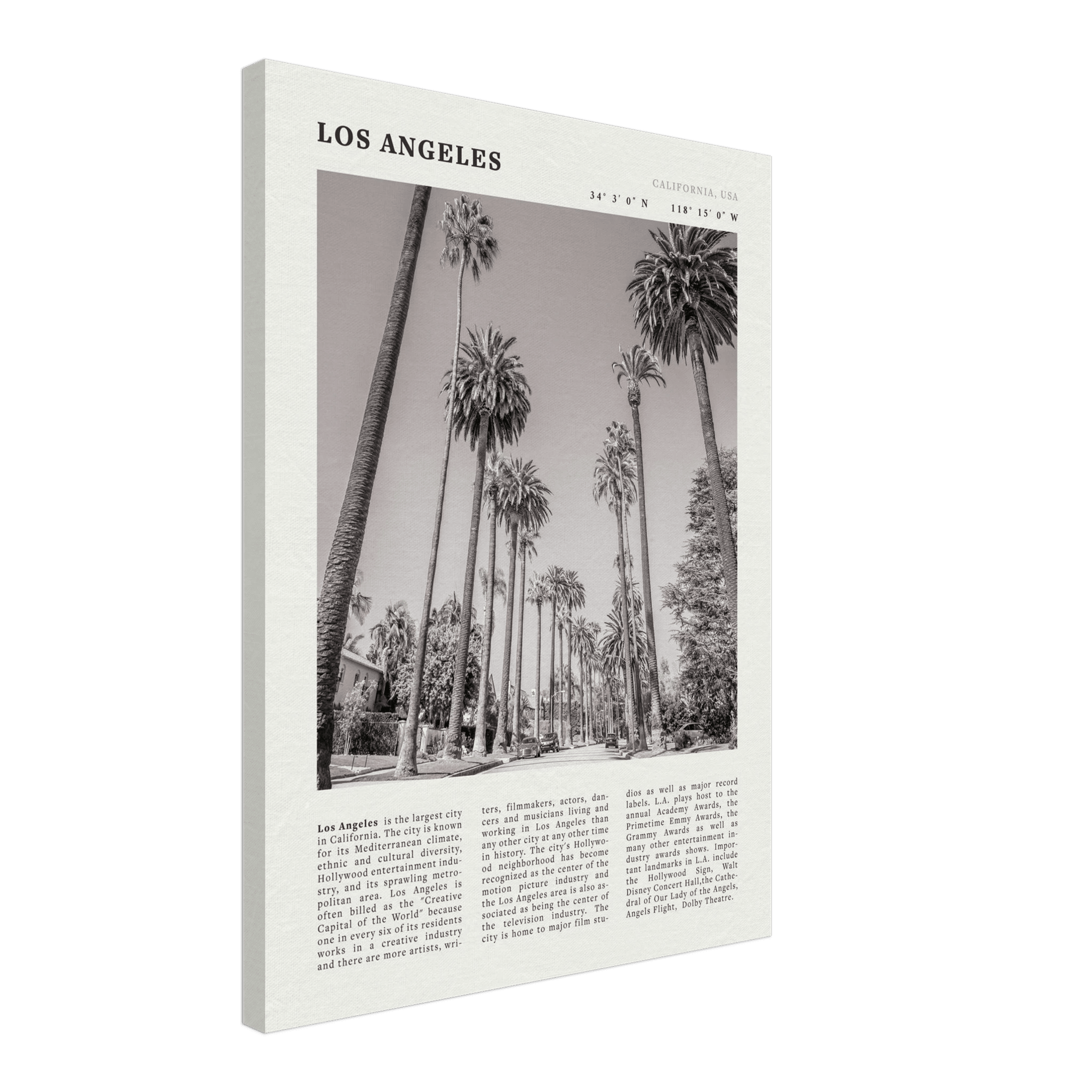 Los Angeles Poster | Black & White Palm Trees Wall Art | California Travel Print - Evergreen Posters