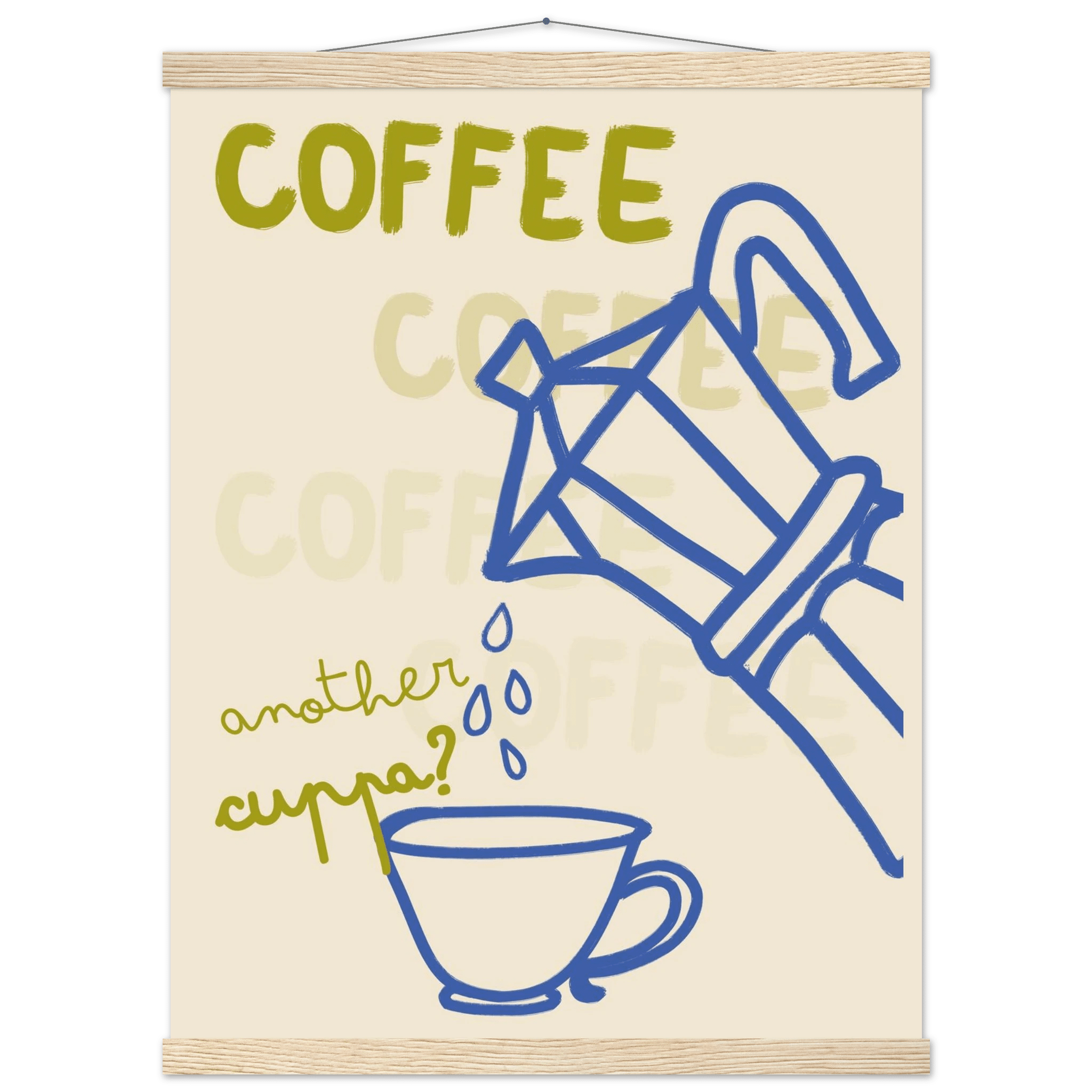 Coffee Print | Another Cuppa Moka Pot Wall Art | Kitchen Coffee Poster - Evergreen Posters