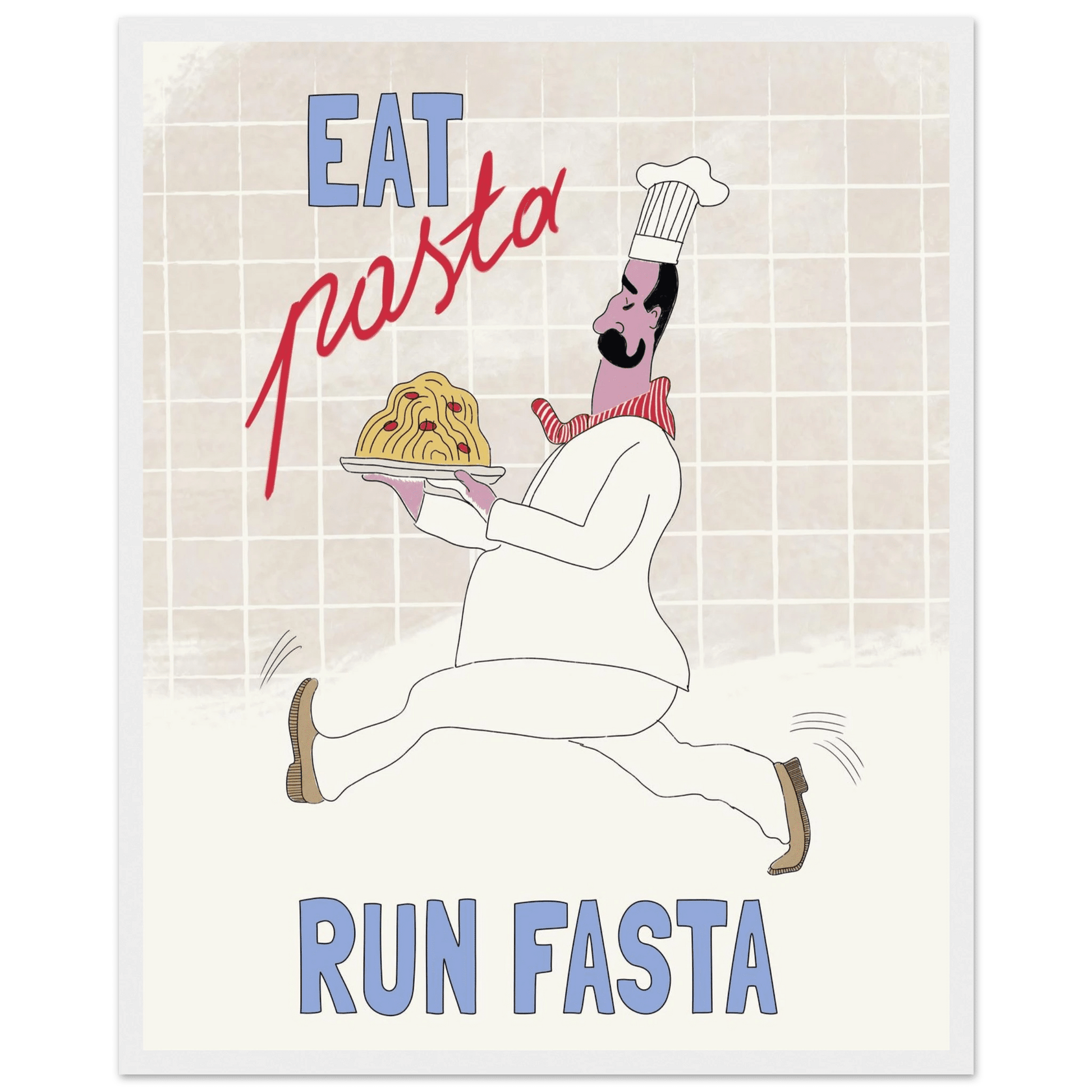 Eat Pasta Run Fasta Poster – Fun Kitchen Wall Art Print (Digital & Printed Options) - Evergreen Posters