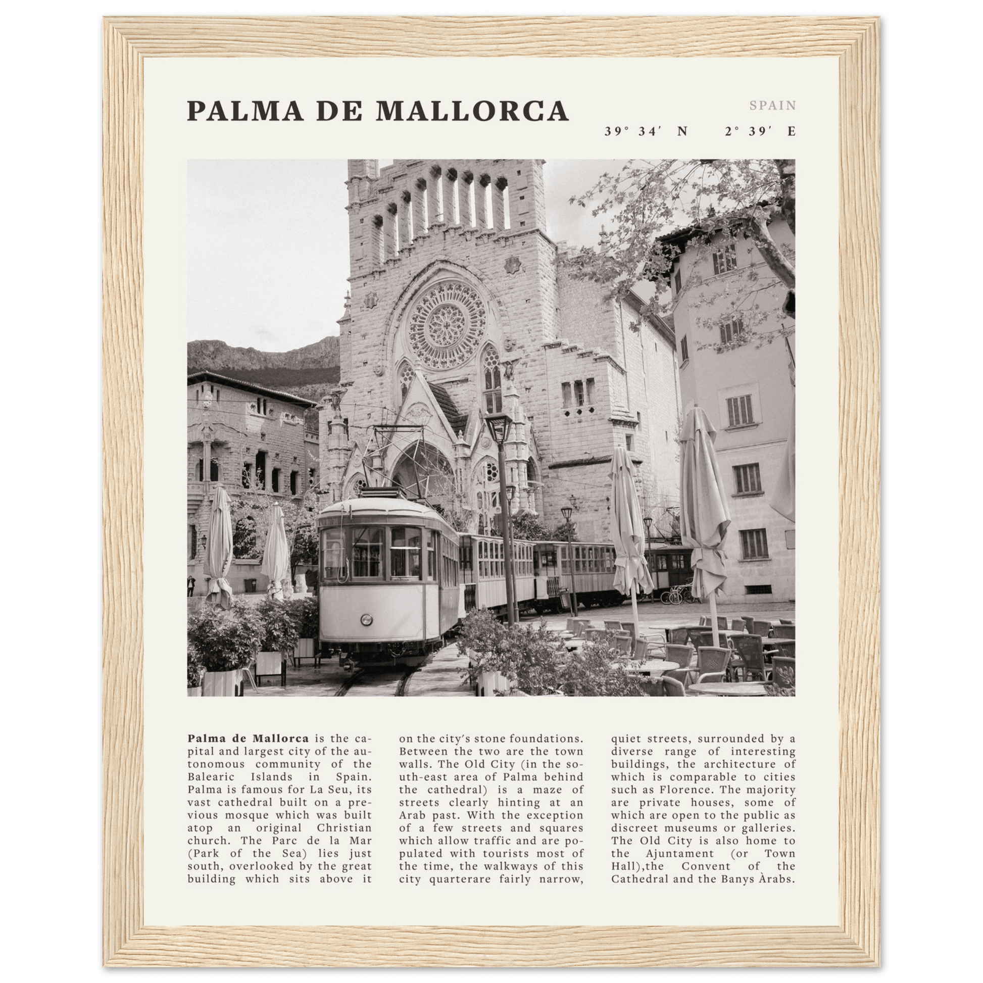 Palma de Mallorca Poster | Black & White Spain Wall Art | Travel Print | Mediterranean Decor - Evergreen Posters
