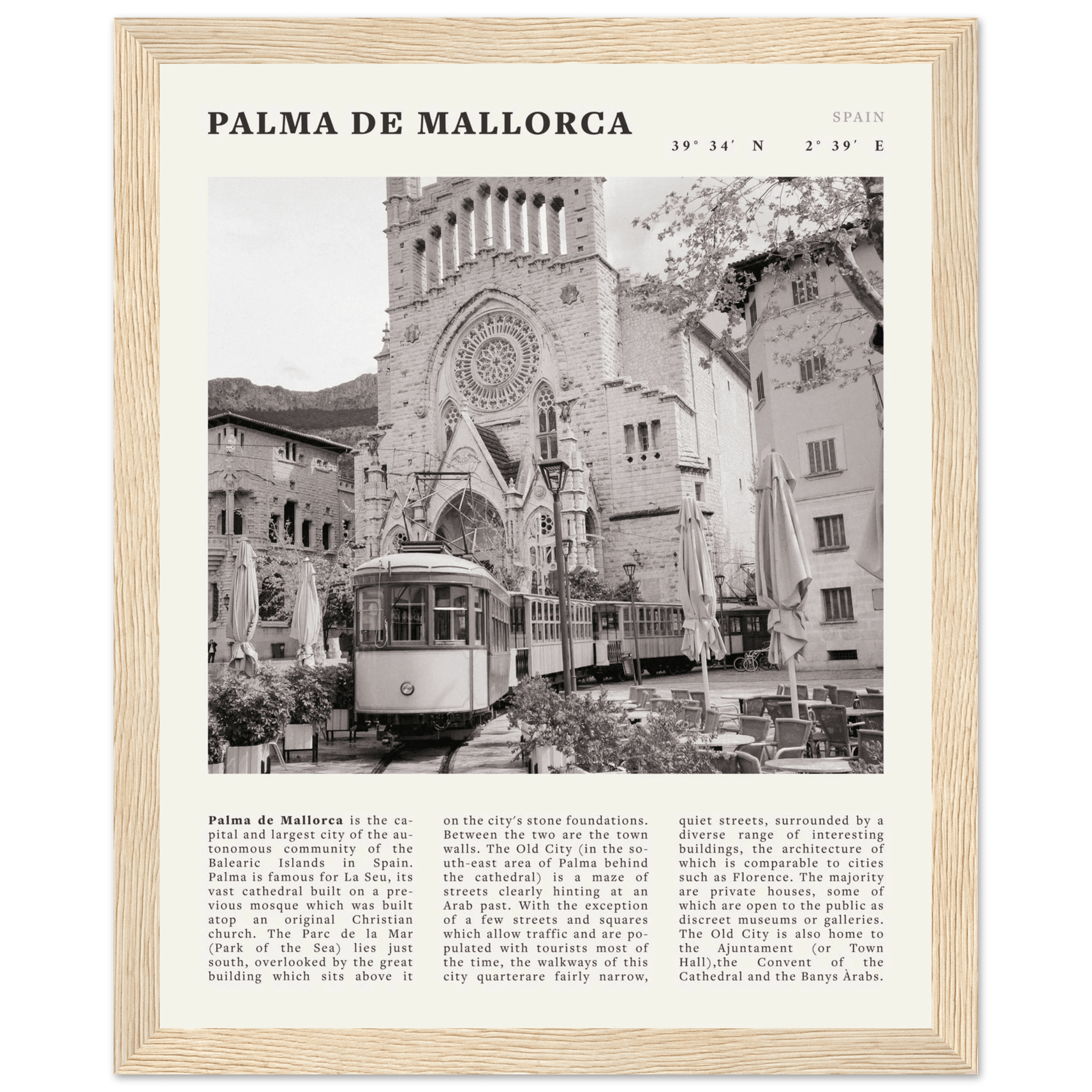 Palma de Mallorca Poster | Black & White Spain Wall Art | Travel Print | Mediterranean Decor - Evergreen Posters