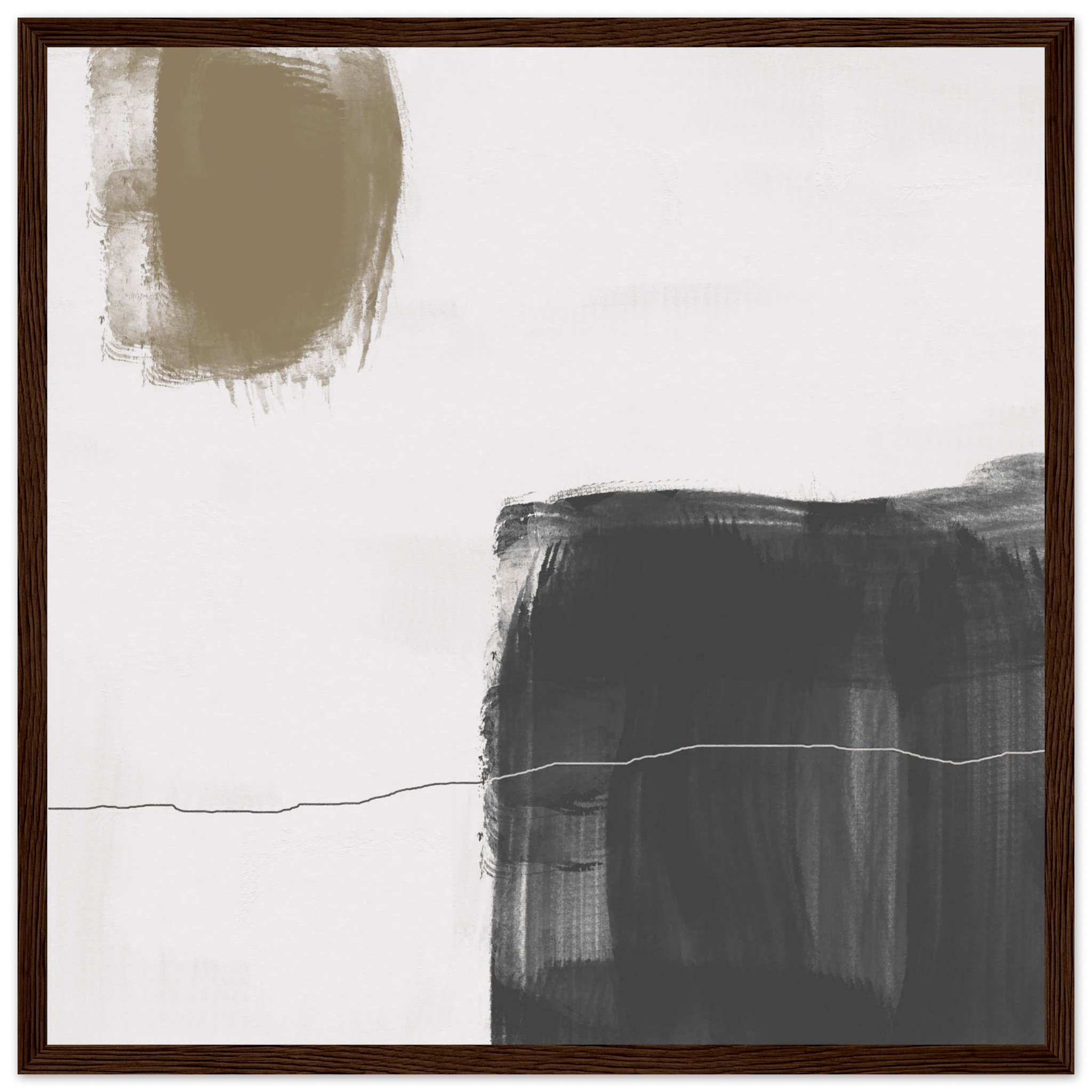 Olive & Black Brushstroke Abstract Poster | Minimalist Square Wall Art | Modern Decor - Evergreen Posters