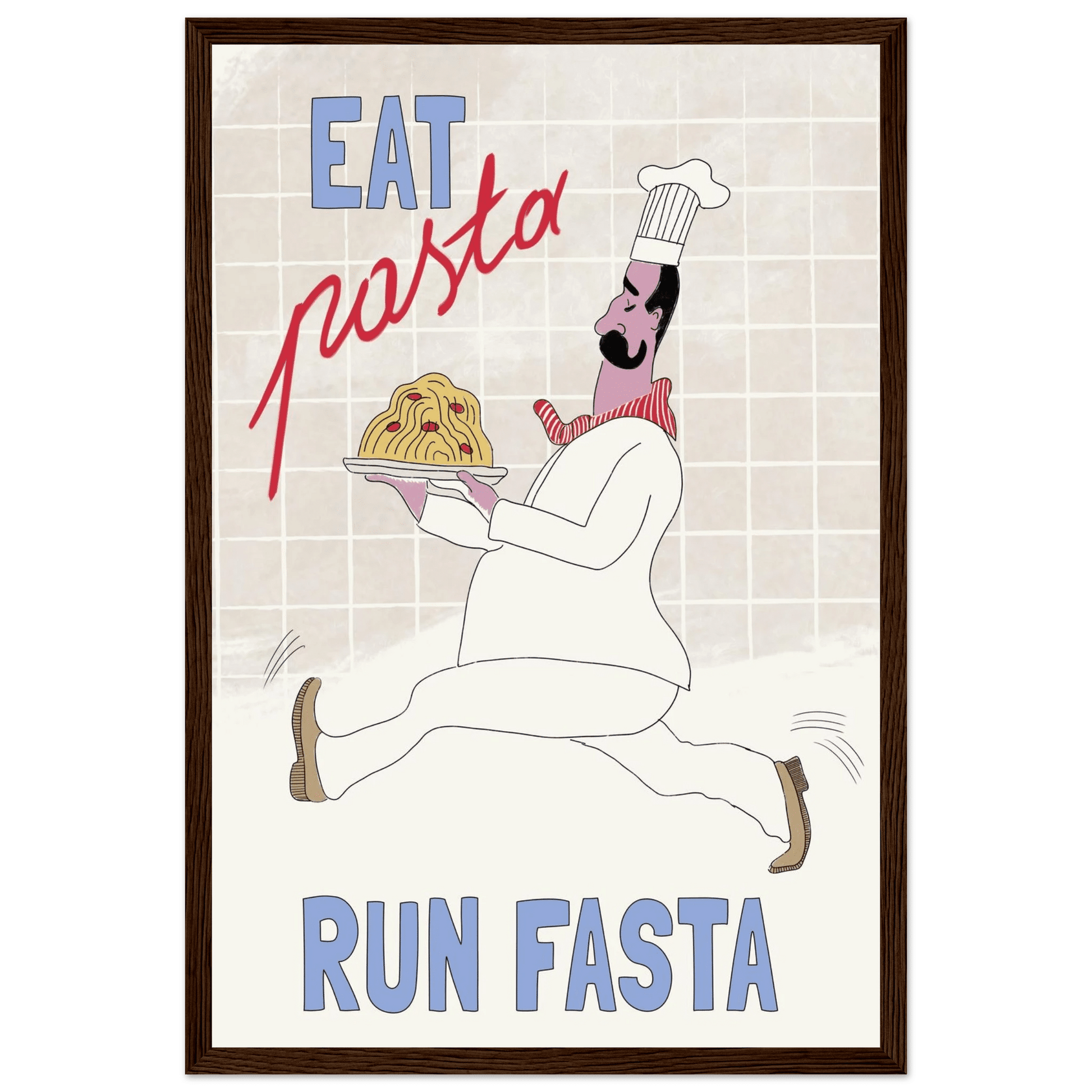 Eat Pasta Run Fasta Poster – Fun Kitchen Wall Art Print (Digital & Printed Options) - Evergreen Posters
