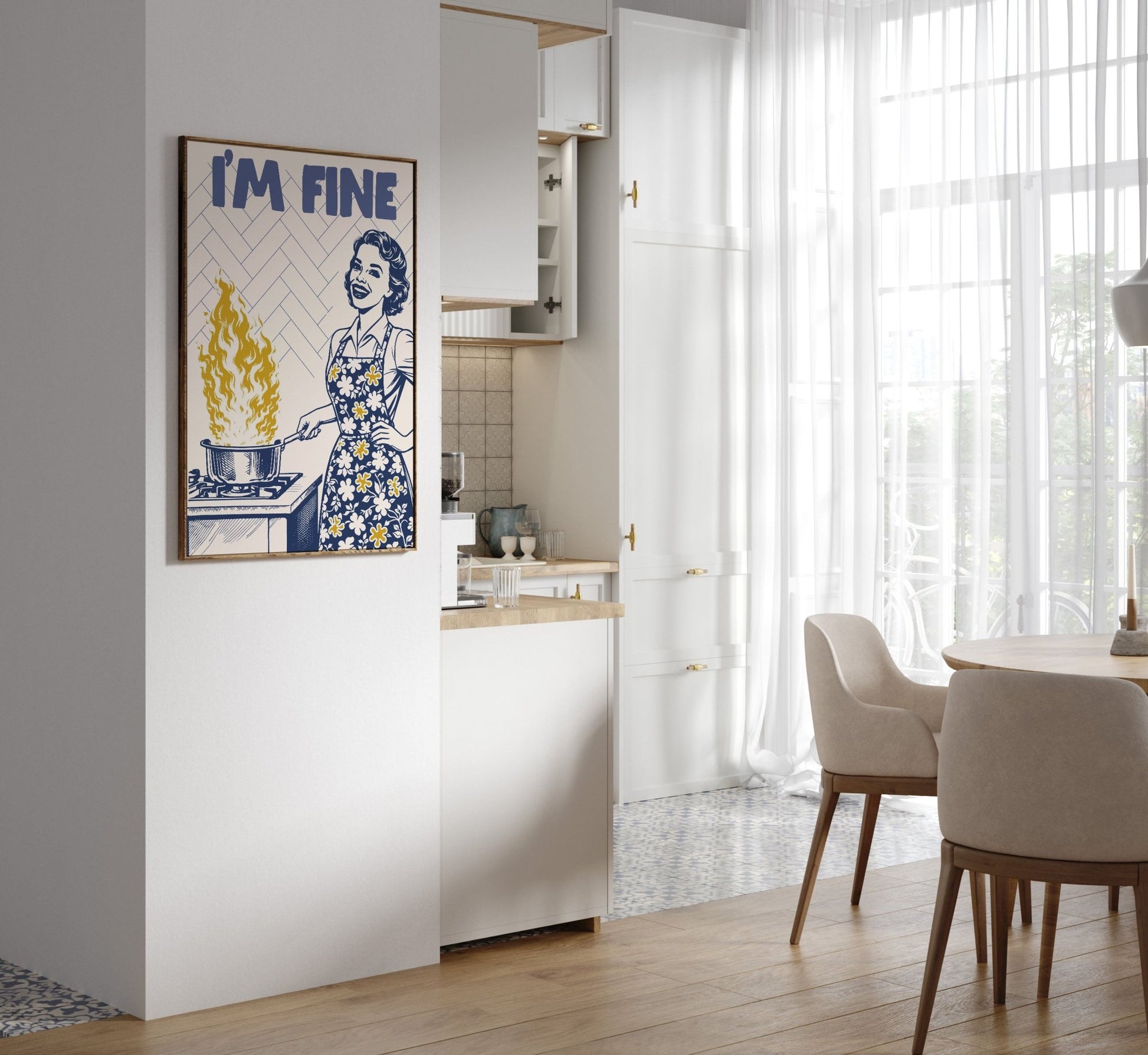 I'm Fine Poster – Funny Retro Kitchen Wall Art Print (Digital & Printed Options) - Evergreen Posters