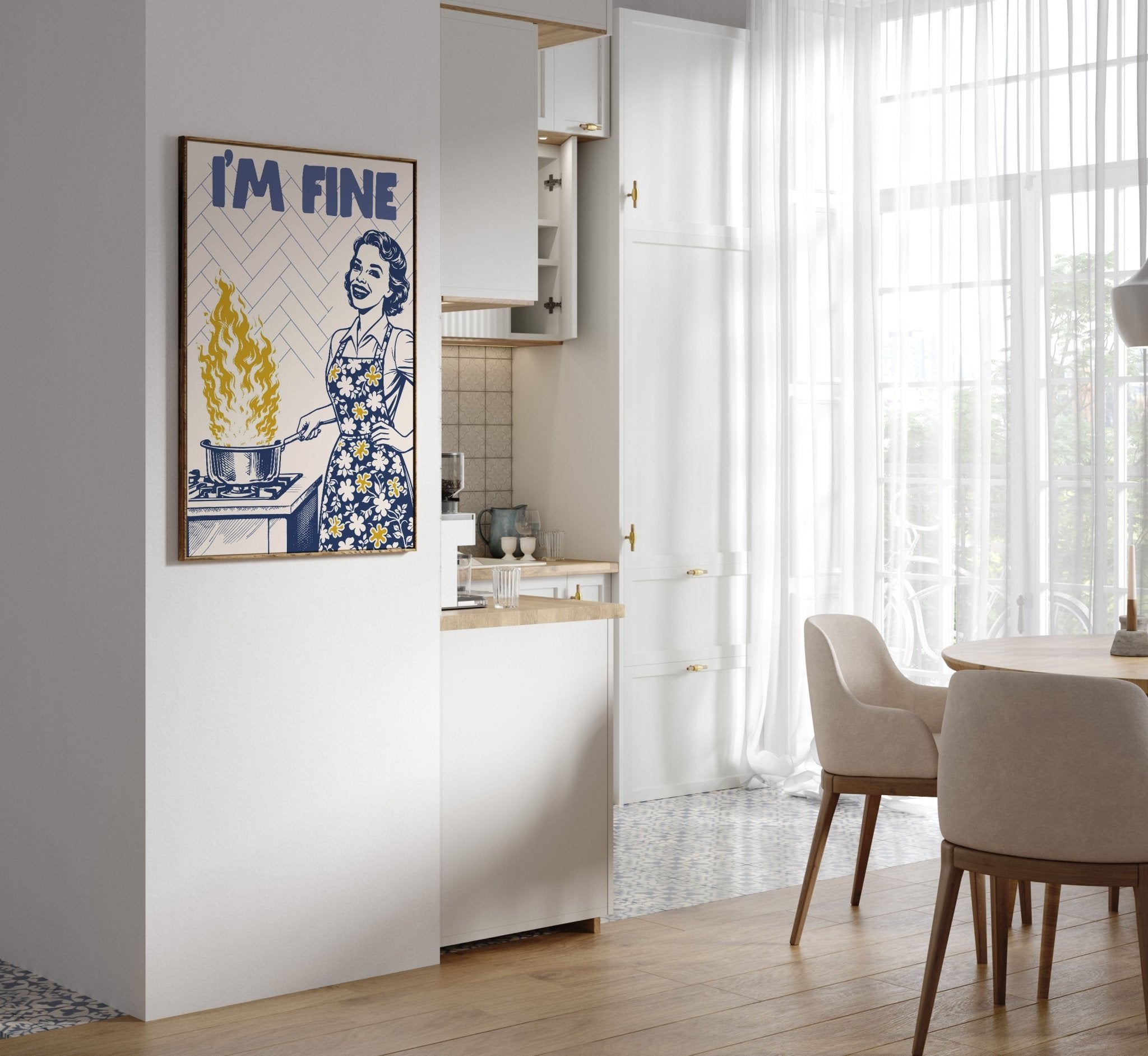 I'm Fine Poster – Funny Retro Kitchen Wall Art Print (Digital & Printed Options) - Evergreen Posters