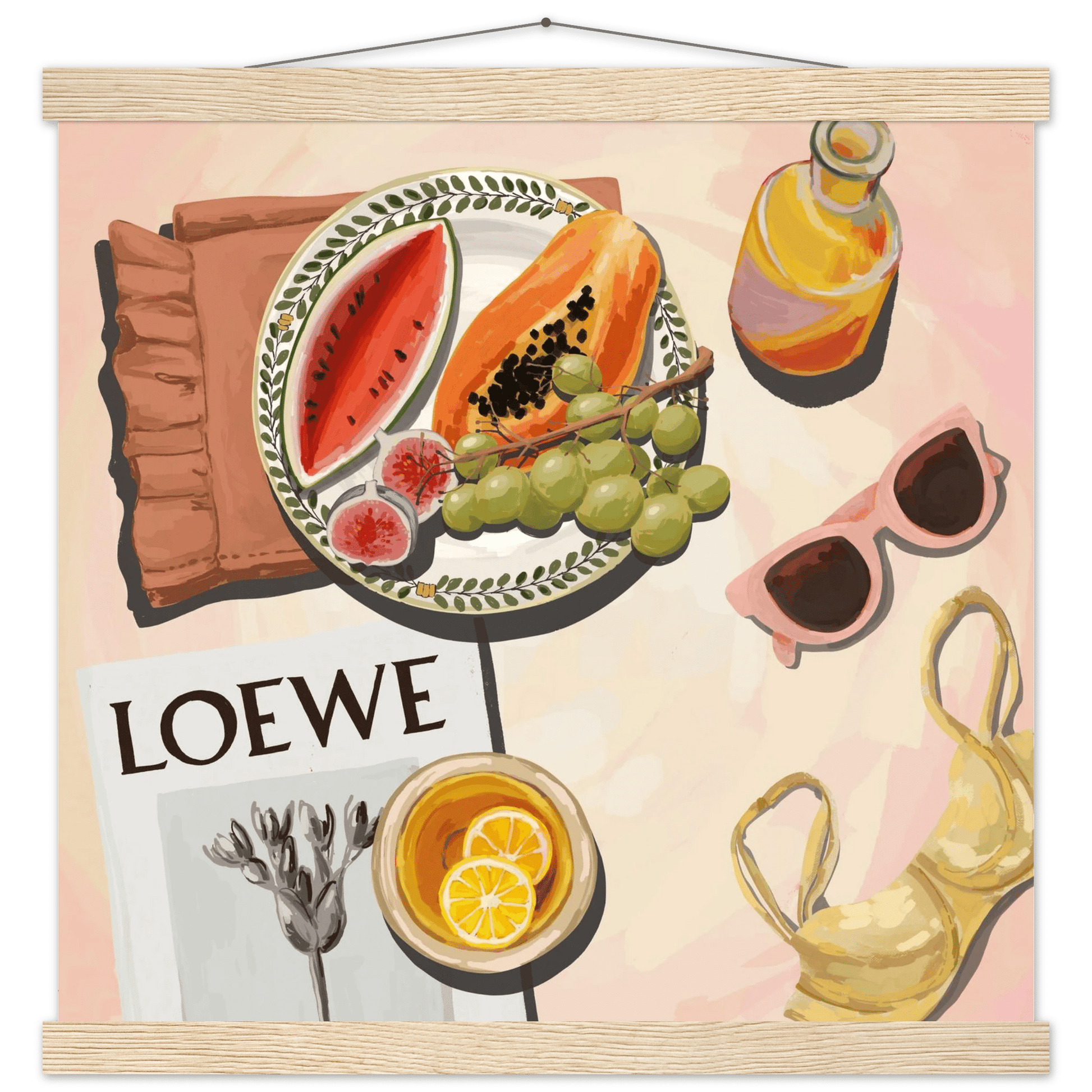 Loewe Summer Fruits Poster | Dopamine Decor Food Wall Art | Pastel Square Kitchen Print - Evergreen Posters - 36