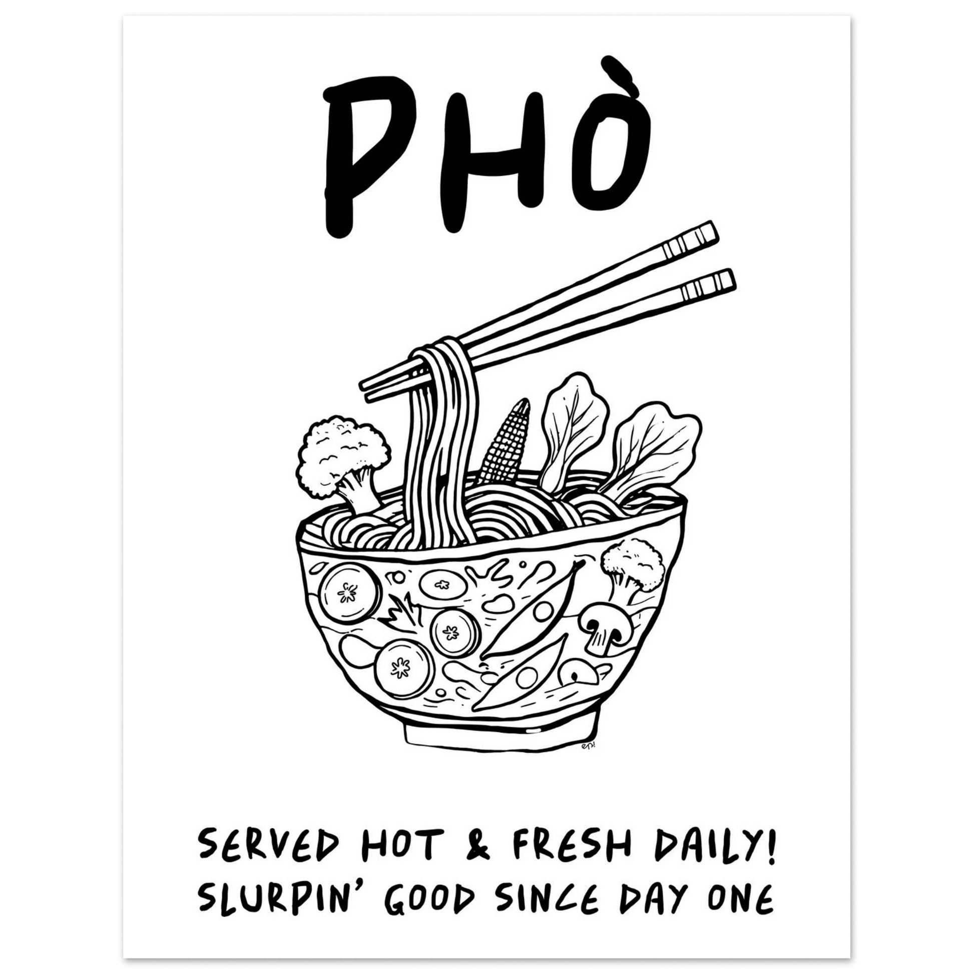 Pho Poster – Funny Vietnamese Kitchen Wall Art Print (Digital & Printed Options) - Evergreen Posters