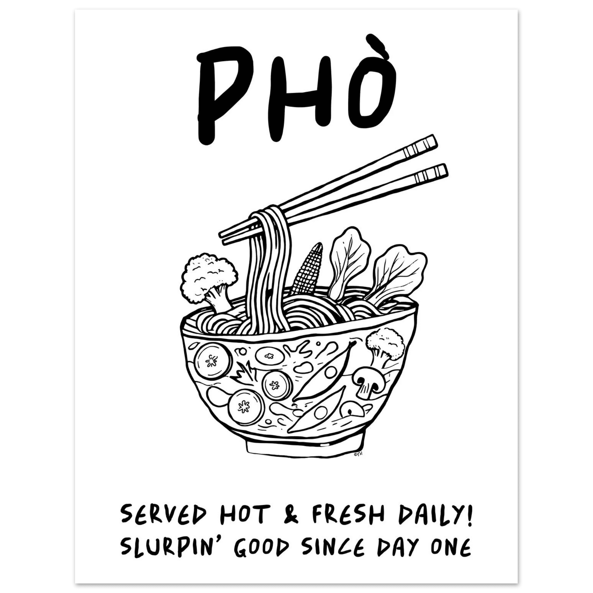 Pho Poster – Funny Vietnamese Kitchen Wall Art Print (Digital & Printed Options) - Evergreen Posters