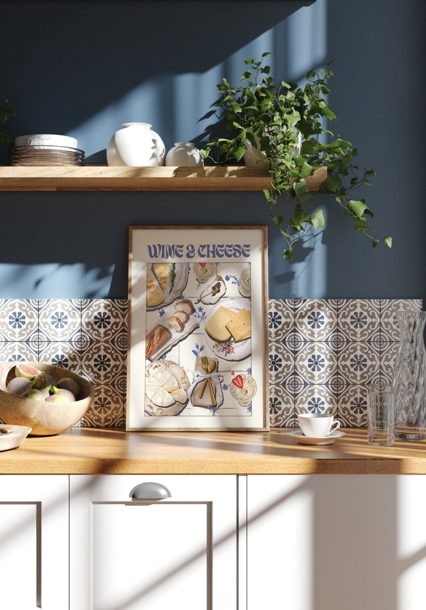 Wine & Cheese Poster – Elegant Kitchen & Dining Wall Art Print (Digital & Printed Options) - Evergreen Posters
