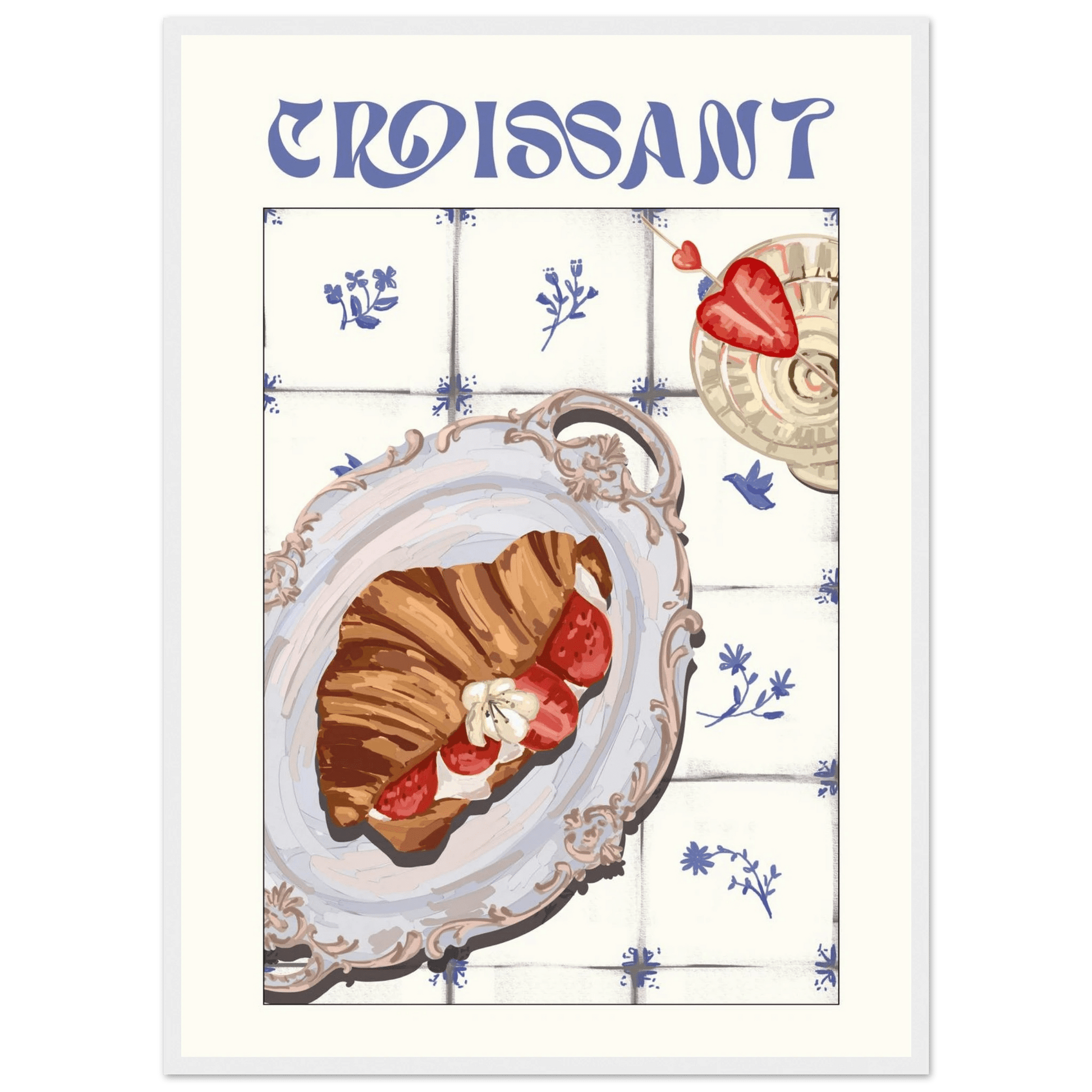 Croissant Poster – Charming French Breakfast Kitchen Wall Art Print (Digital & Printed Options) - Evergreen Posters