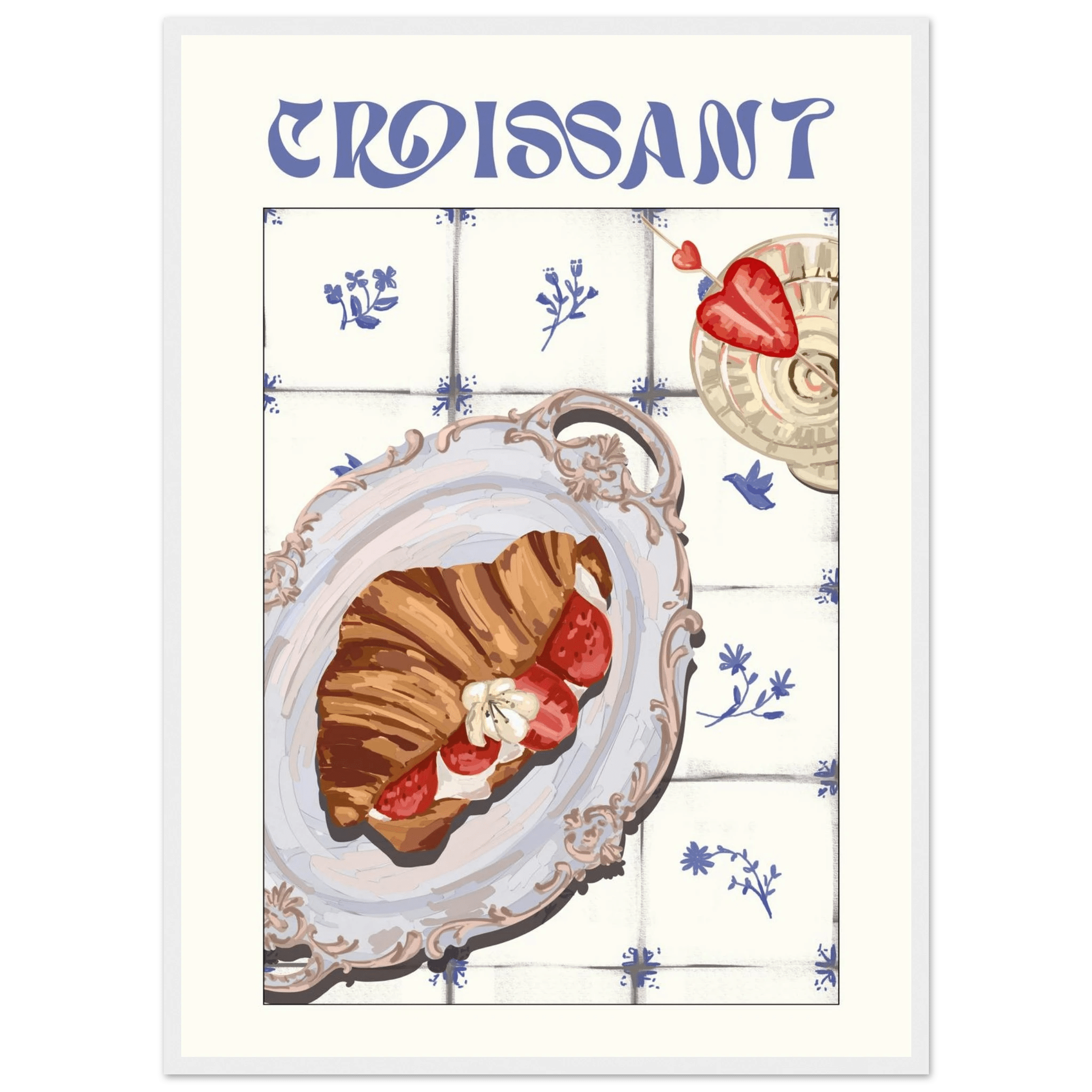 Croissant Poster – Charming French Breakfast Kitchen Wall Art Print (Digital & Printed Options) - Evergreen Posters