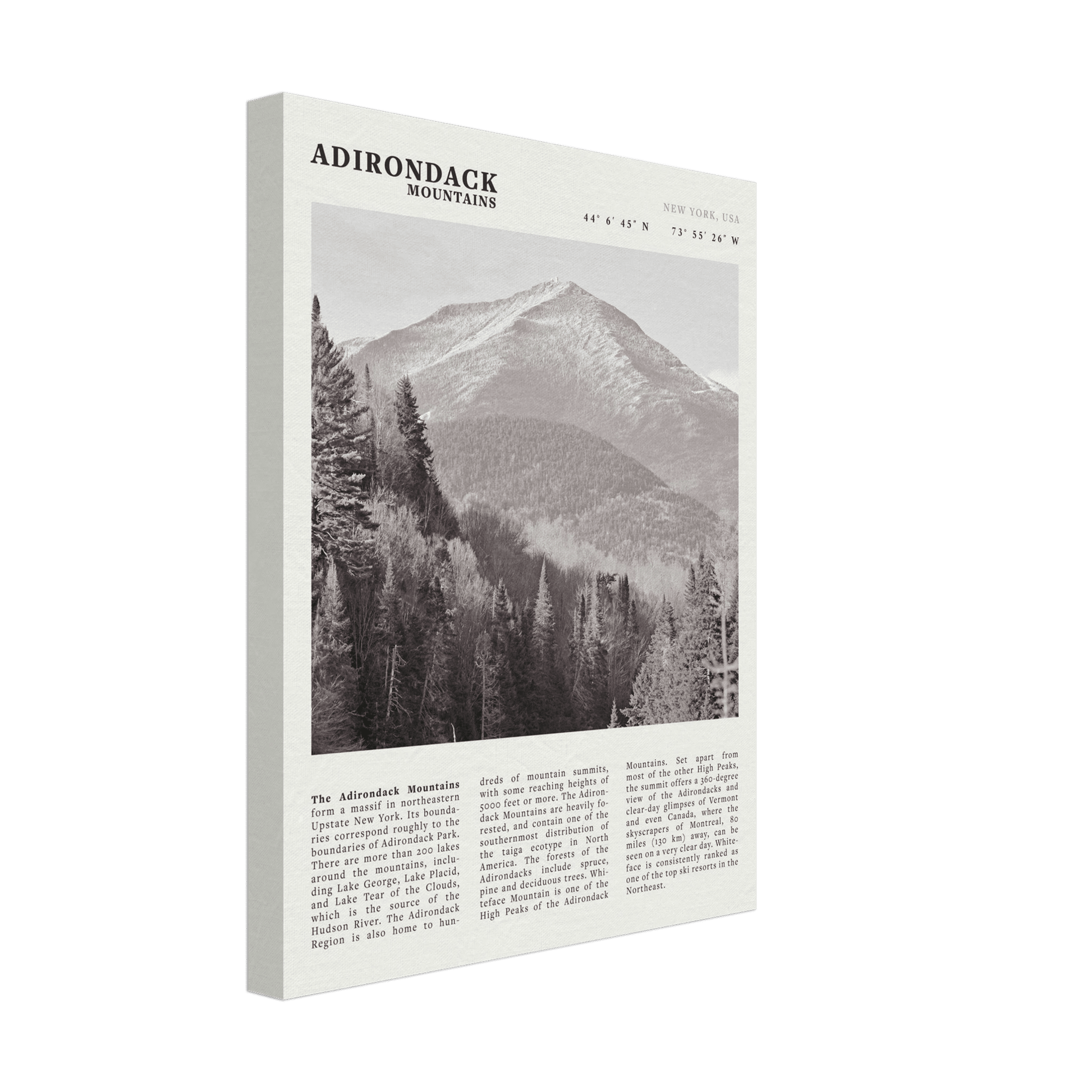 Adirondack Mountains Poster | Black & White New York Nature Wall Art | Hiking Print - Evergreen Posters