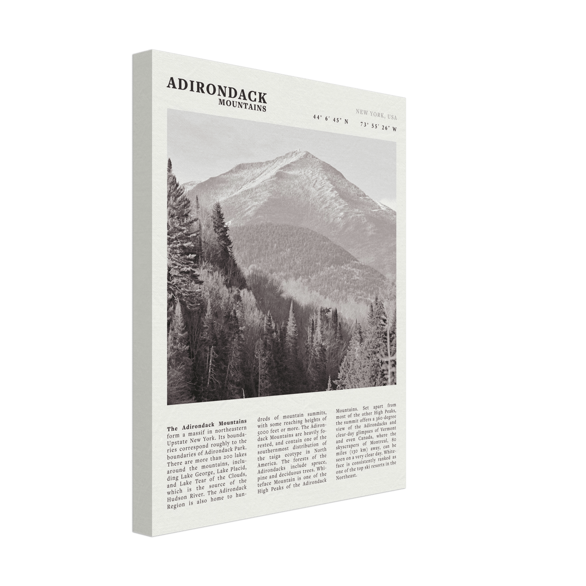 Adirondack Mountains Poster | Black & White New York Nature Wall Art | Hiking Print - Evergreen Posters
