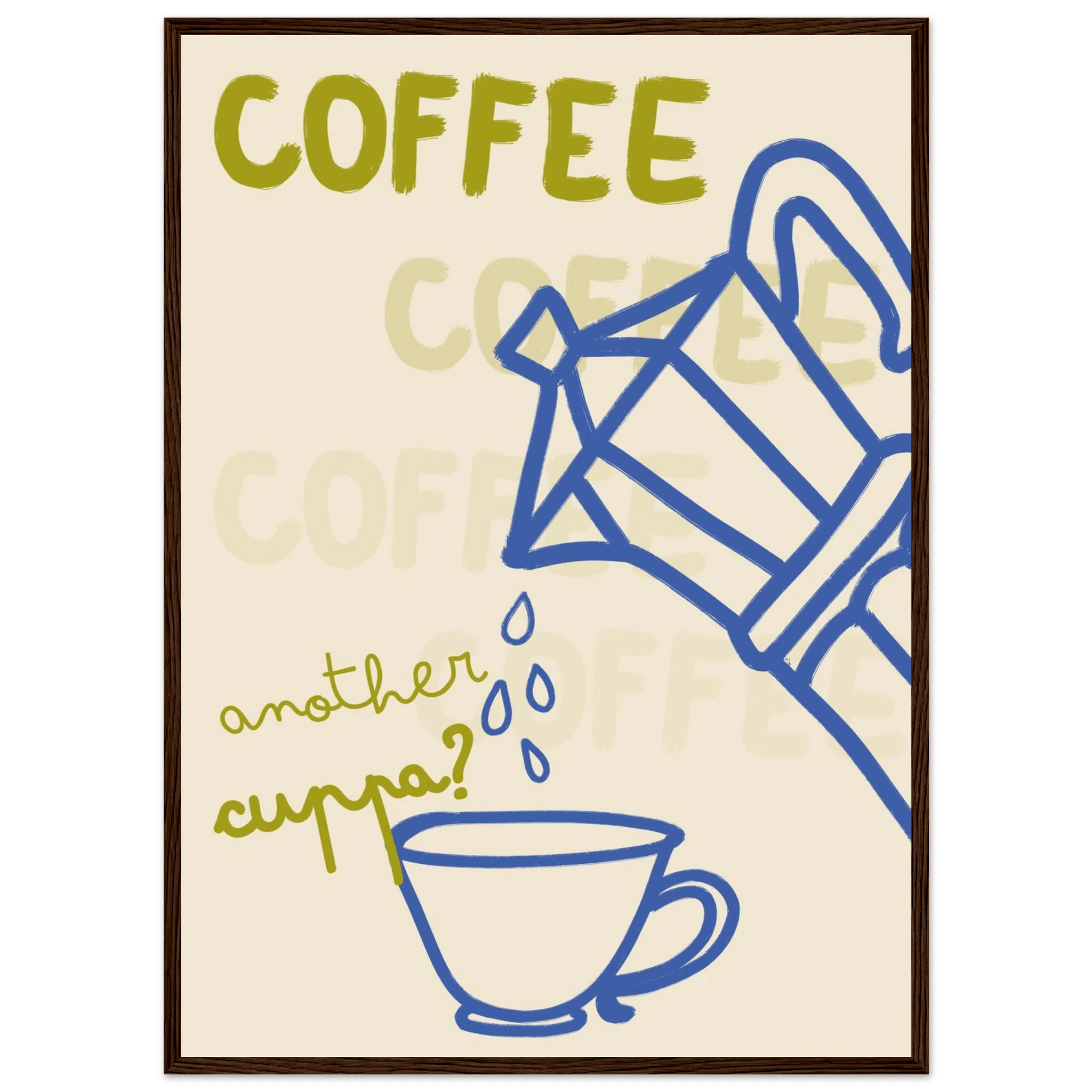 Coffee Print | Another Cuppa Moka Pot Wall Art | Kitchen Coffee Poster - Evergreen Posters