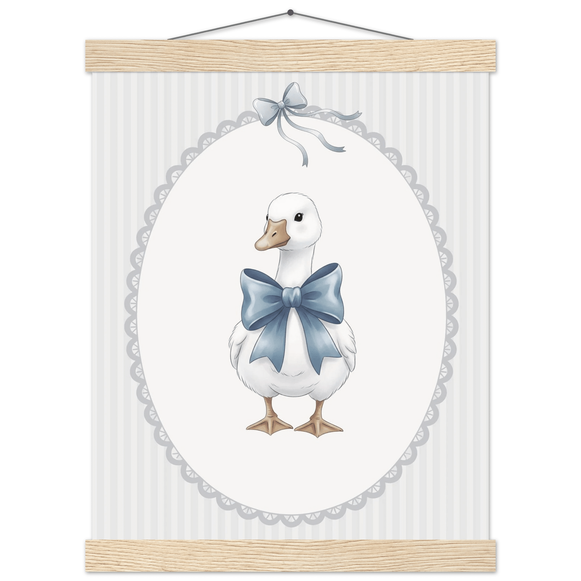 Blue Bow Duck Nursery Poster – Sweet Baby Room Wall Art Print - Evergreen Posters