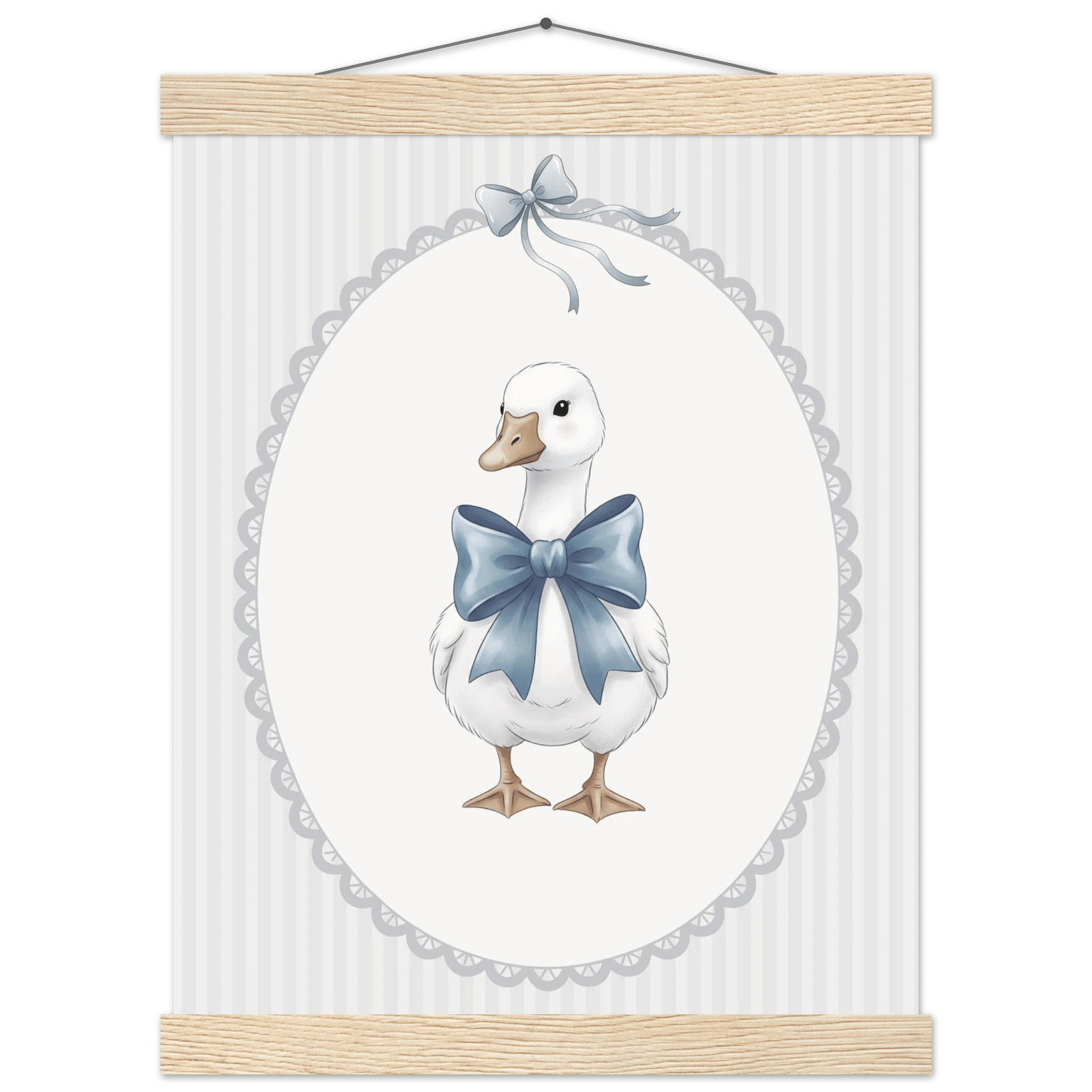 Blue Bow Duck Nursery Poster – Sweet Baby Room Wall Art Print - Evergreen Posters