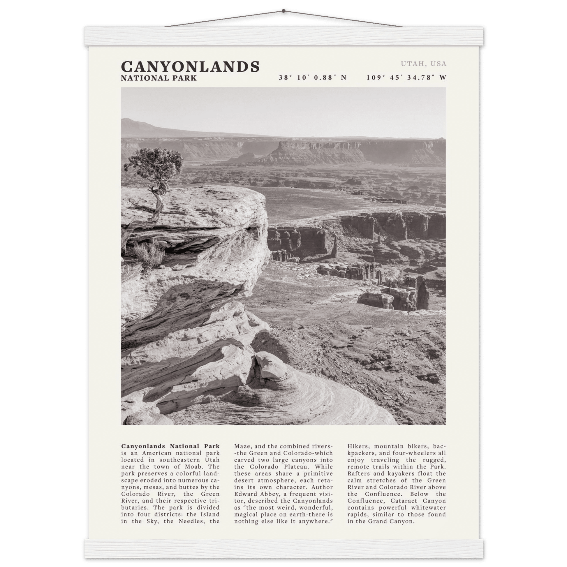 Canyonlands National Park Poster | Black & White Utah Wall Art | Canyon Travel Print - Evergreen Posters