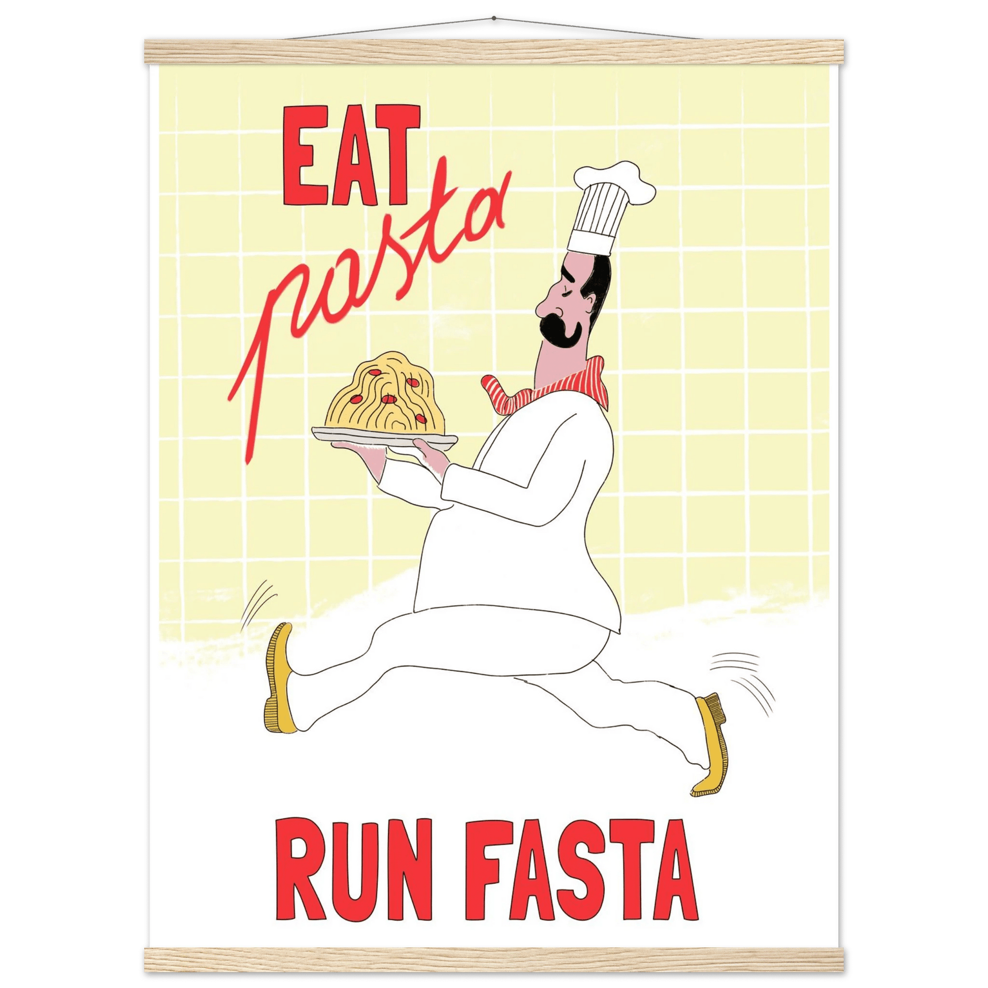 Eat Pasta Run Fasta Poster – Playful Kitchen Wall Art Print (Digital & Printed Options) - Evergreen Posters