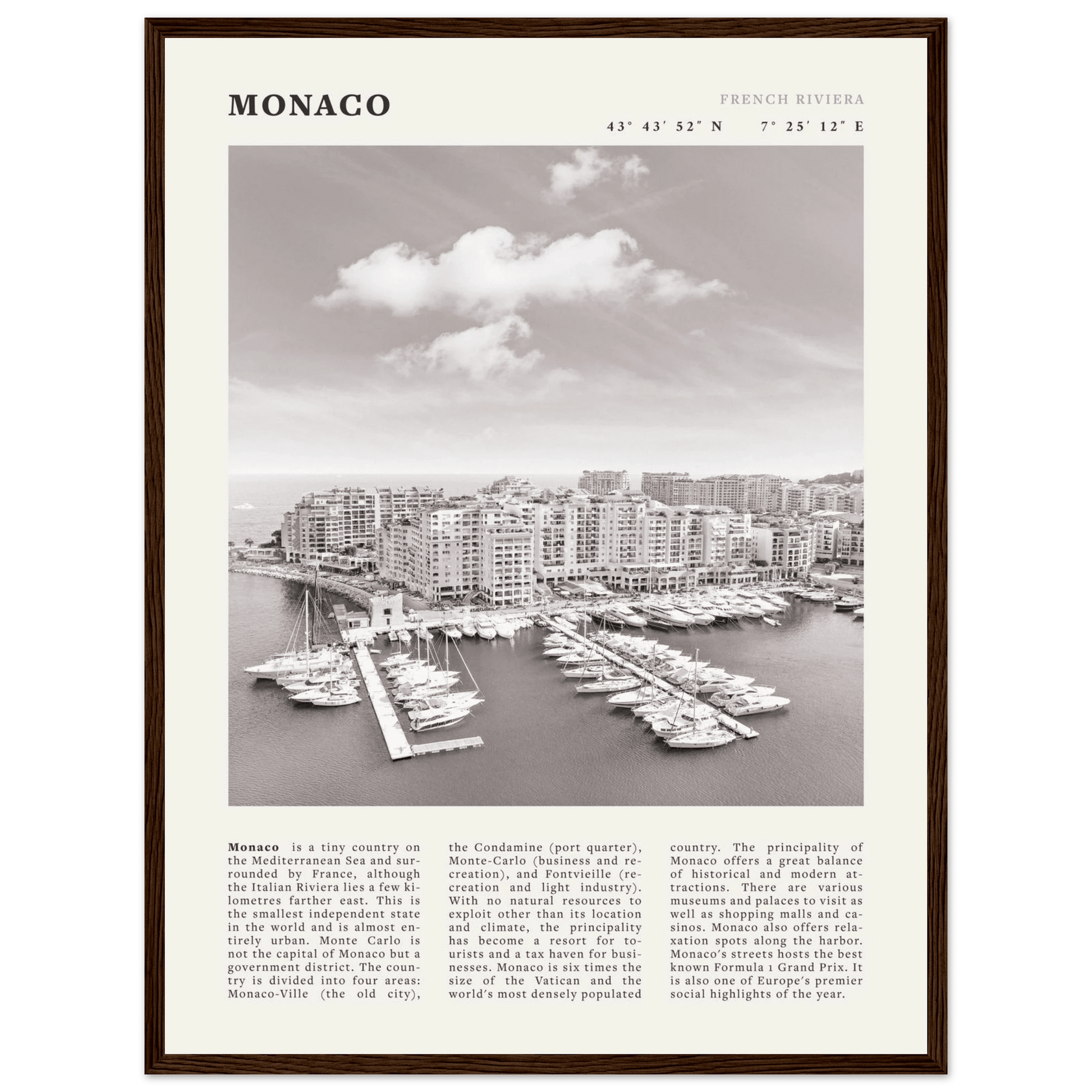 Monaco Poster Black and White – Vintage Monte Carlo Harbor Print (Digital & Printed Options) - Evergreen Posters