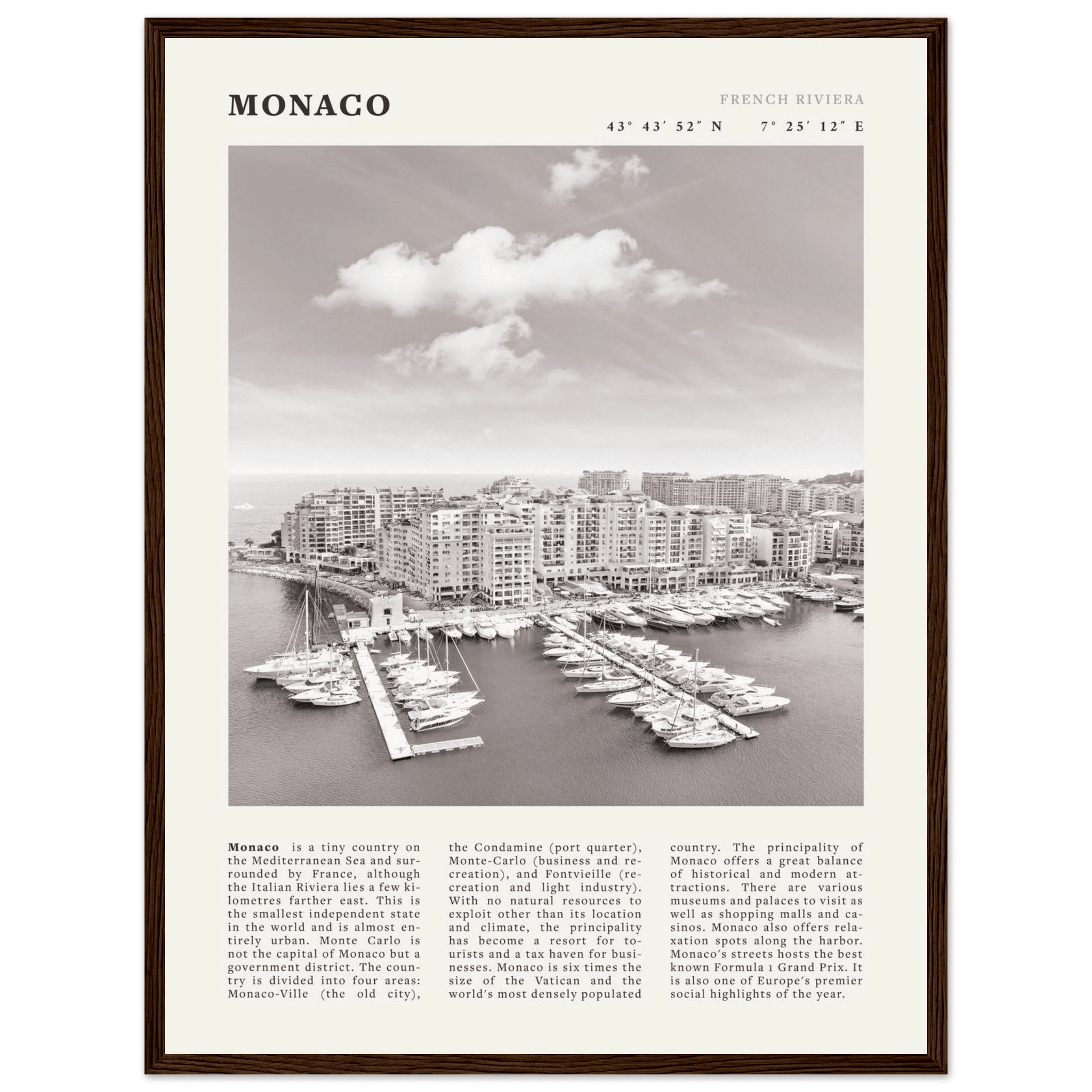 Monaco Poster Black and White – Vintage Monte Carlo Harbor Print (Digital & Printed Options) - Evergreen Posters