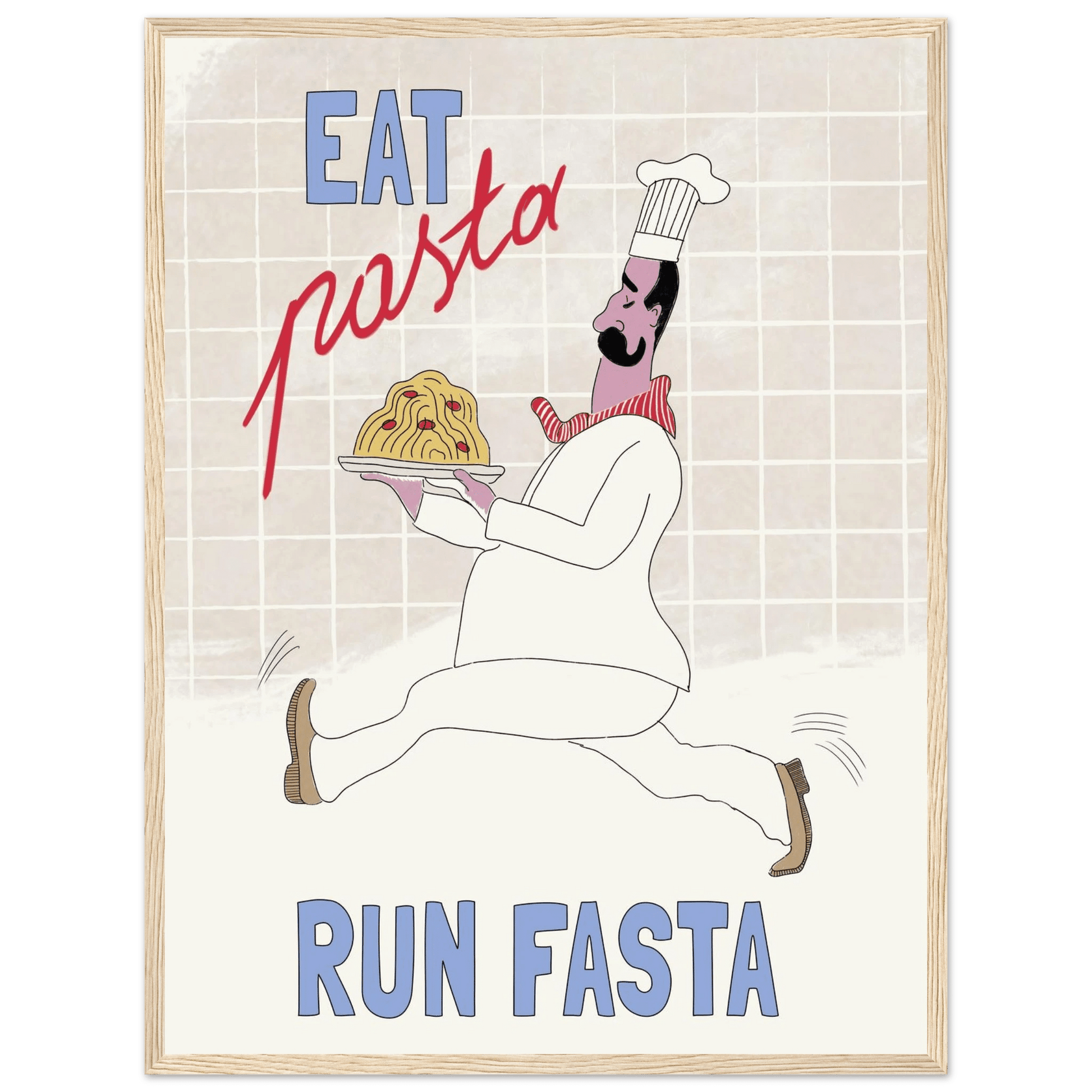 Eat Pasta Run Fasta Poster – Fun Kitchen Wall Art Print (Digital & Printed Options) - Evergreen Posters
