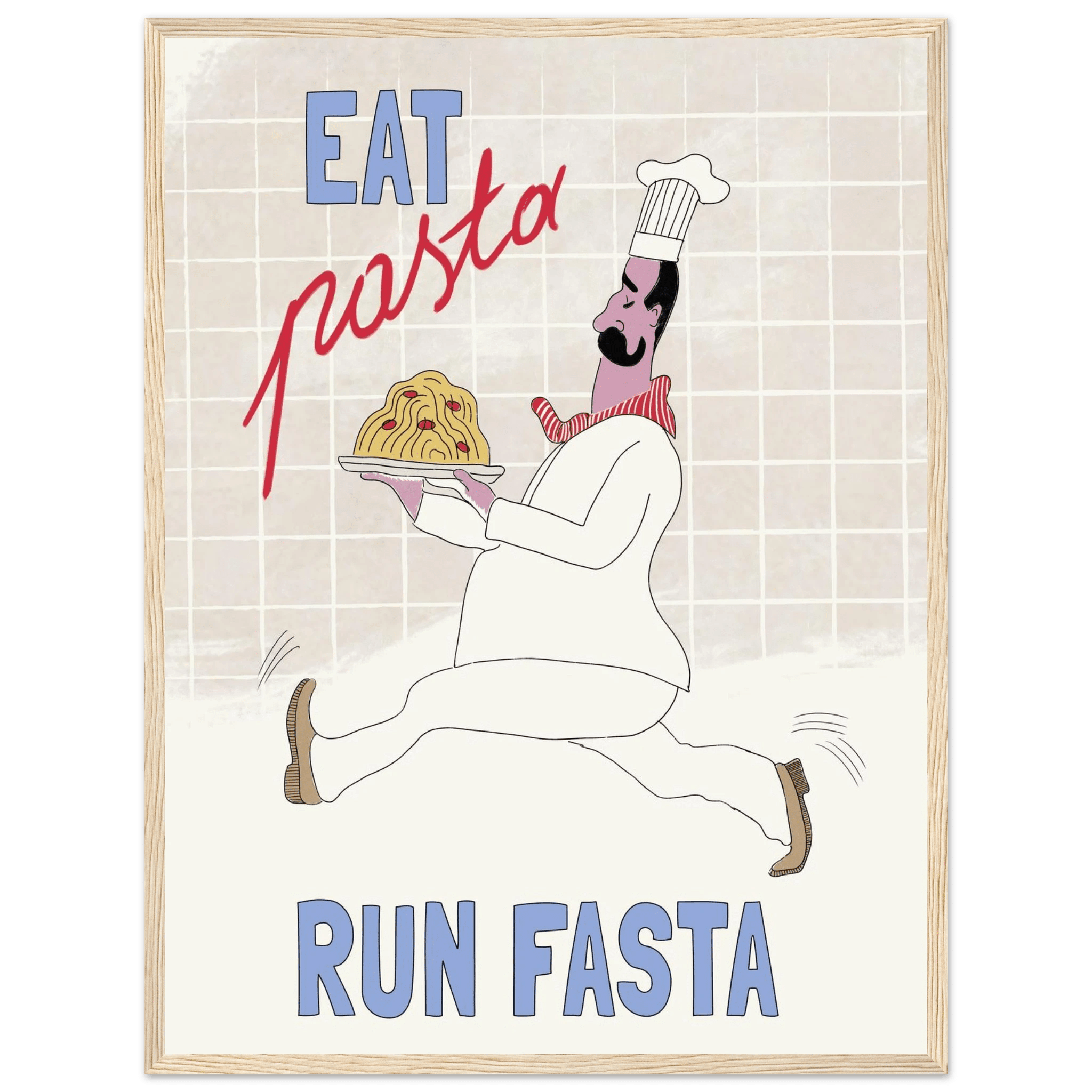 Eat Pasta Run Fasta Poster – Fun Kitchen Wall Art Print (Digital & Printed Options) - Evergreen Posters