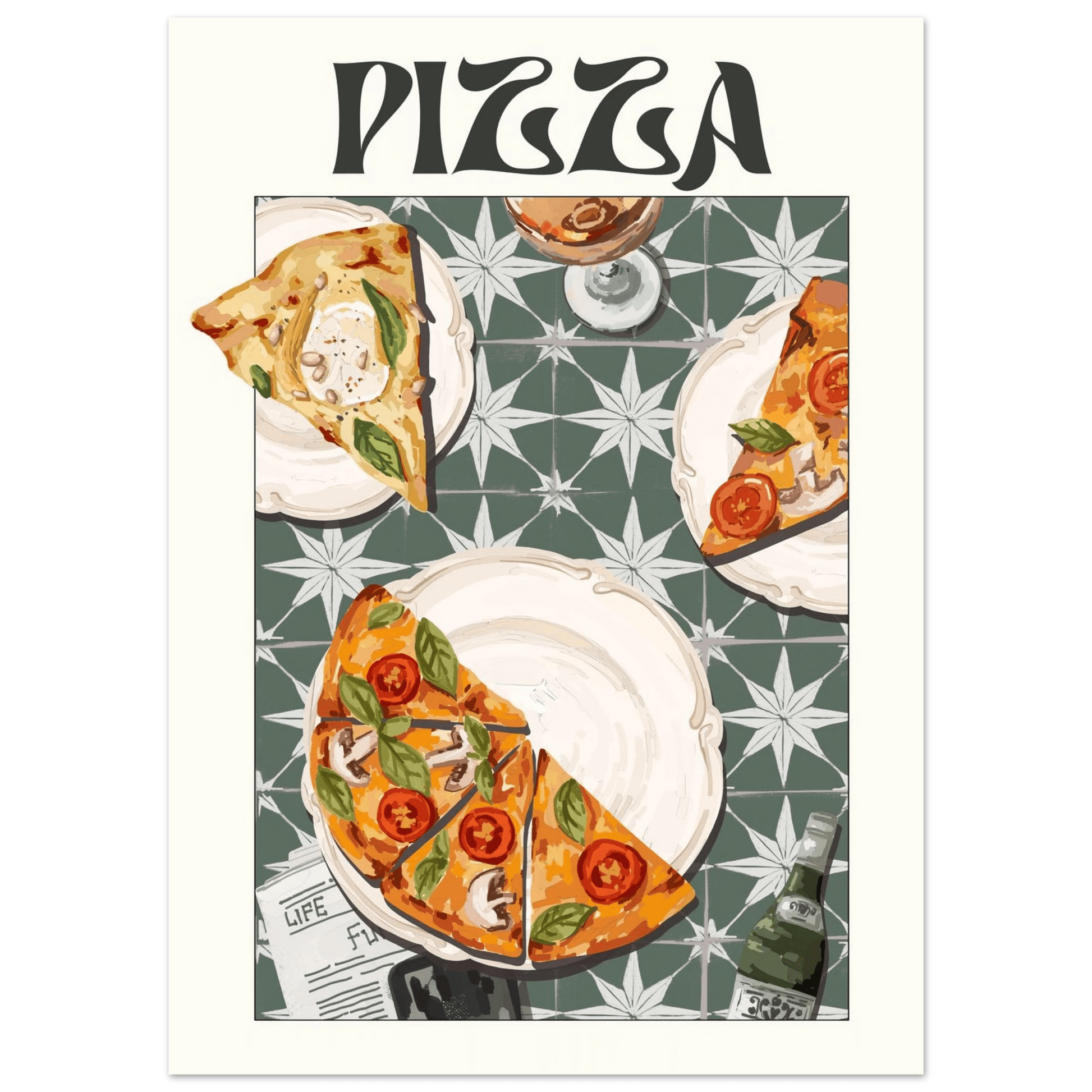 Pizza Poster – Playful Italian Kitchen Wall Art Print (Digital & Printed Options) - Evergreen Posters