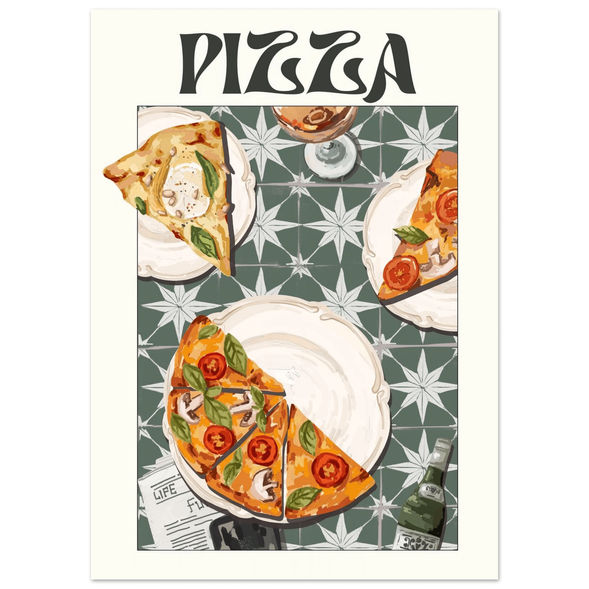 Pizza Poster – Playful Italian Kitchen Wall Art Print (Digital & Printed Options) - Evergreen Posters
