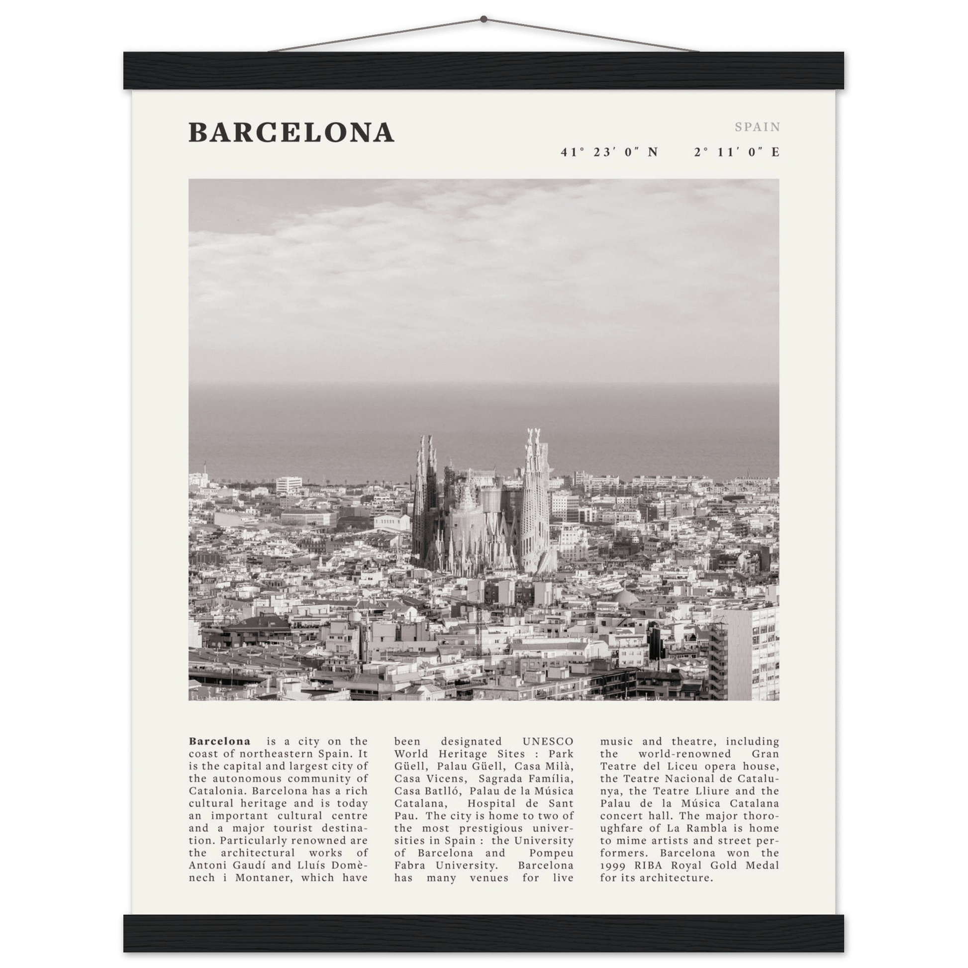 Barcelona Poster | Black & White Sagrada Familia Wall Art | Spain Travel Print - Evergreen Posters