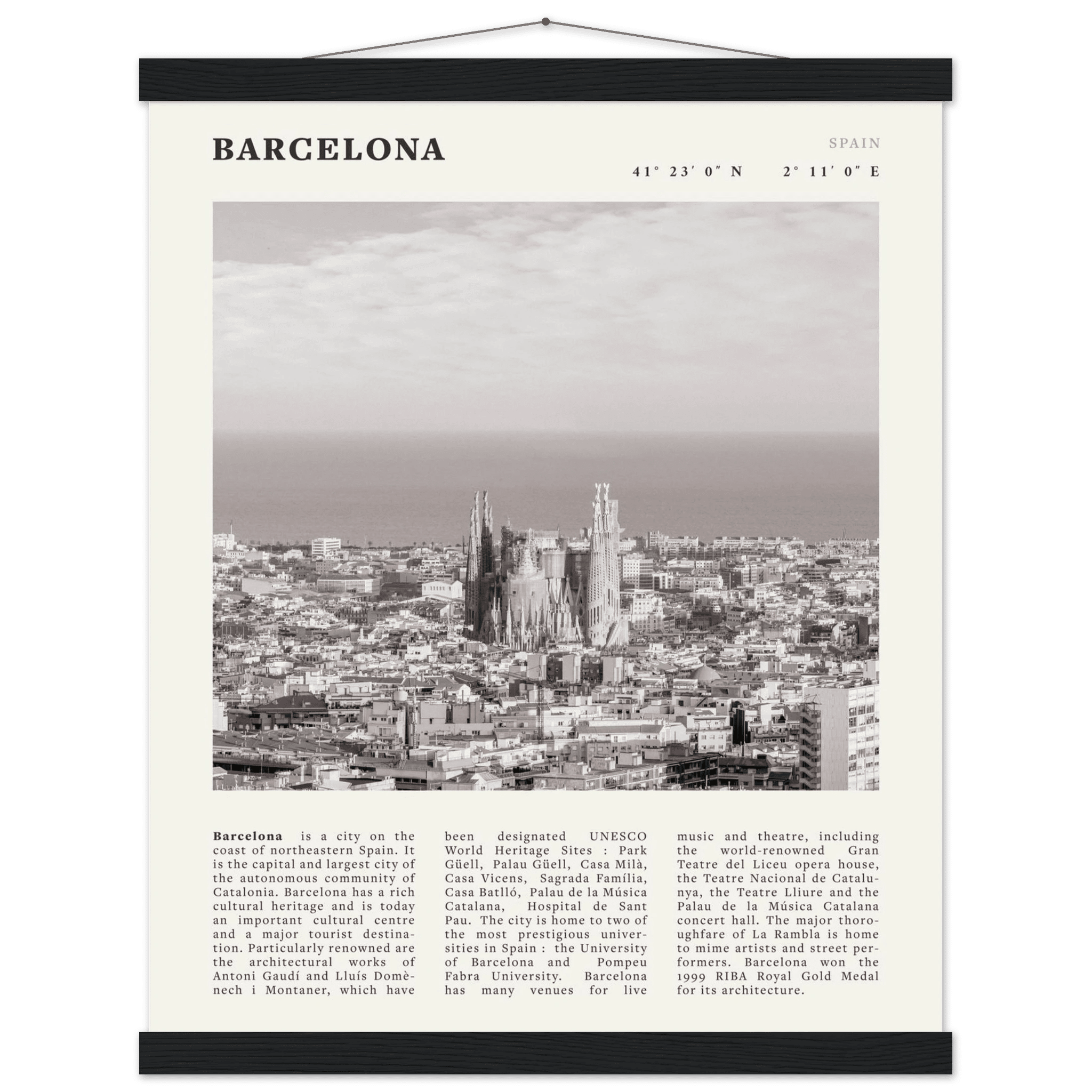 Barcelona Poster | Black & White Sagrada Familia Wall Art | Spain Travel Print - Evergreen Posters