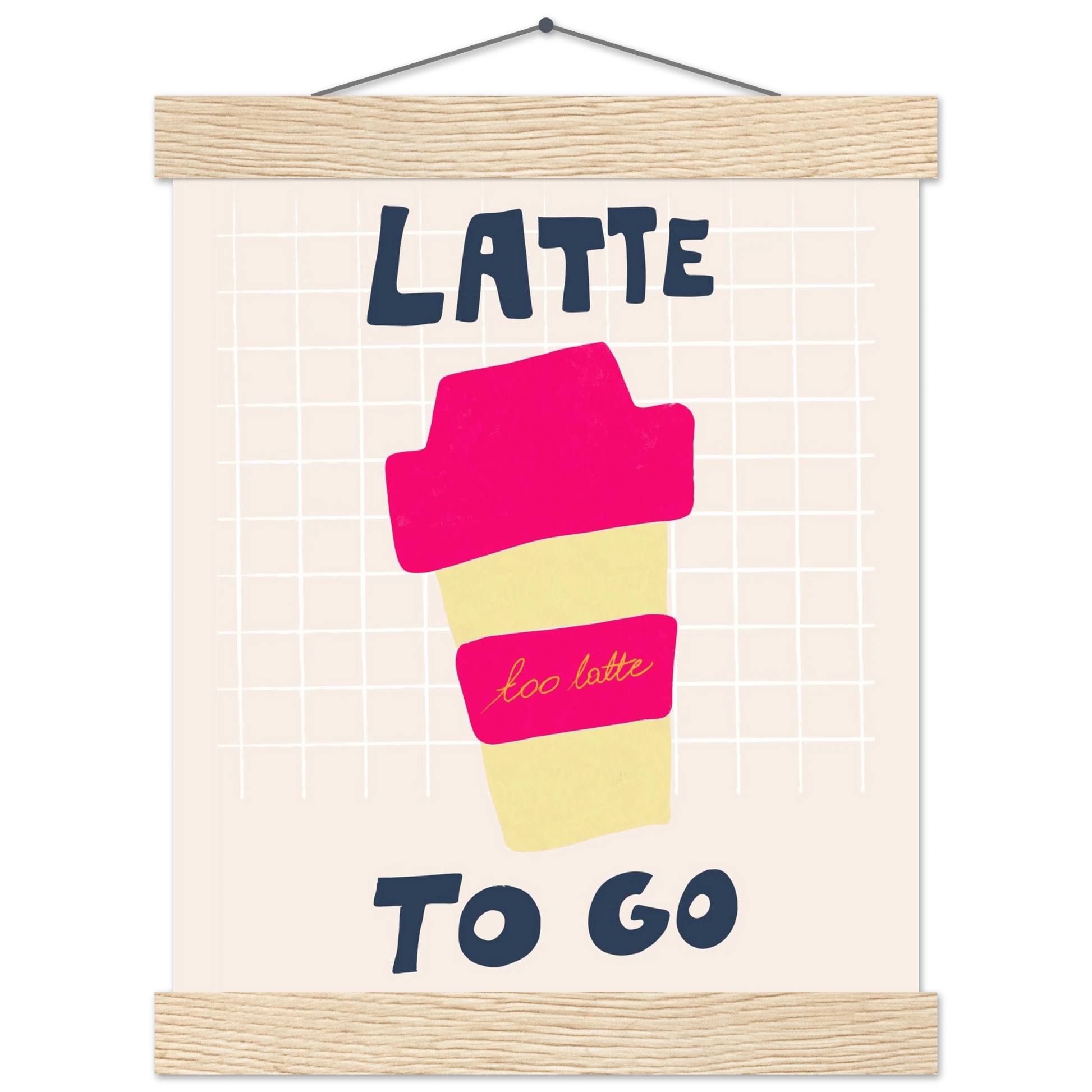 Latte To Go Poster – Playful Coffee Kitchen Wall Art Print (Digital & Printed Options) - Evergreen Posters