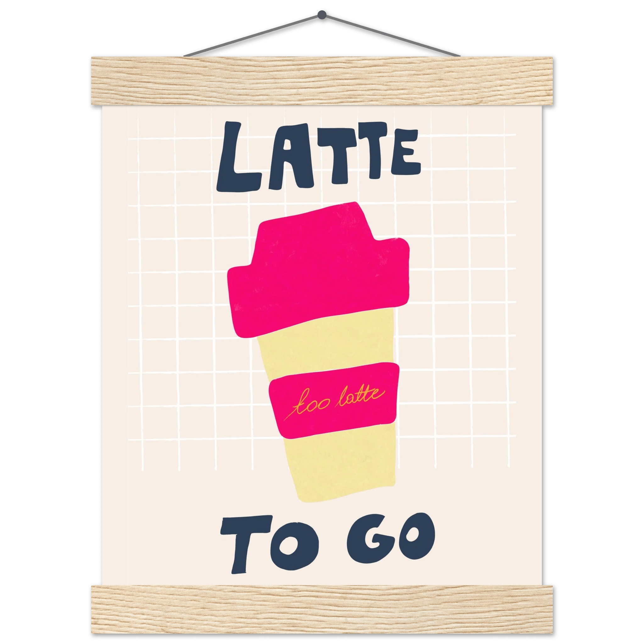 Latte To Go Poster – Playful Coffee Kitchen Wall Art Print (Digital & Printed Options) - Evergreen Posters