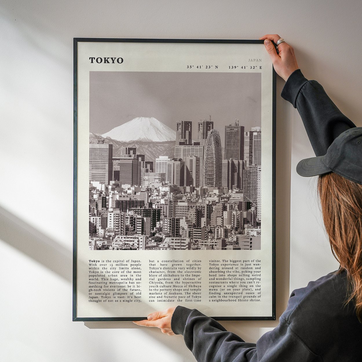Tokyo Poster | Black & White Mount Fuji Skyline Wall Art | Japan Travel Print - Evergreen Posters