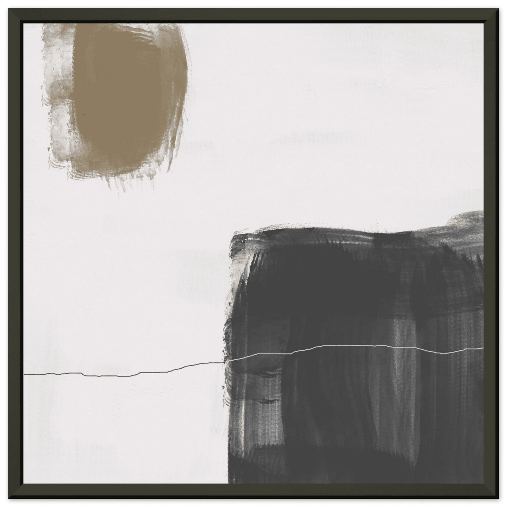Olive & Black Brushstroke Abstract Poster | Minimalist Square Wall Art | Modern Decor - Evergreen Posters