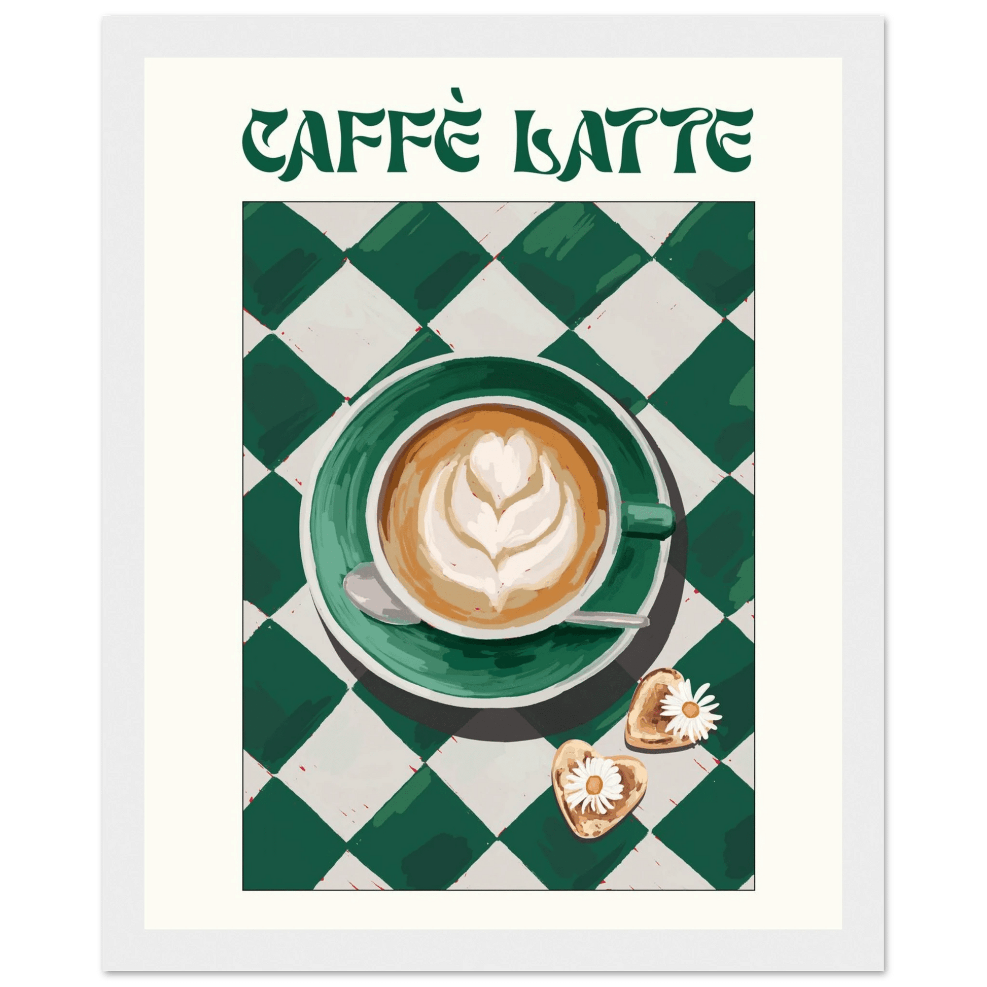 Caffè Latte Poster – Playful Coffee Kitchen Wall Art Print (Digital & Printed Options) - Evergreen Posters