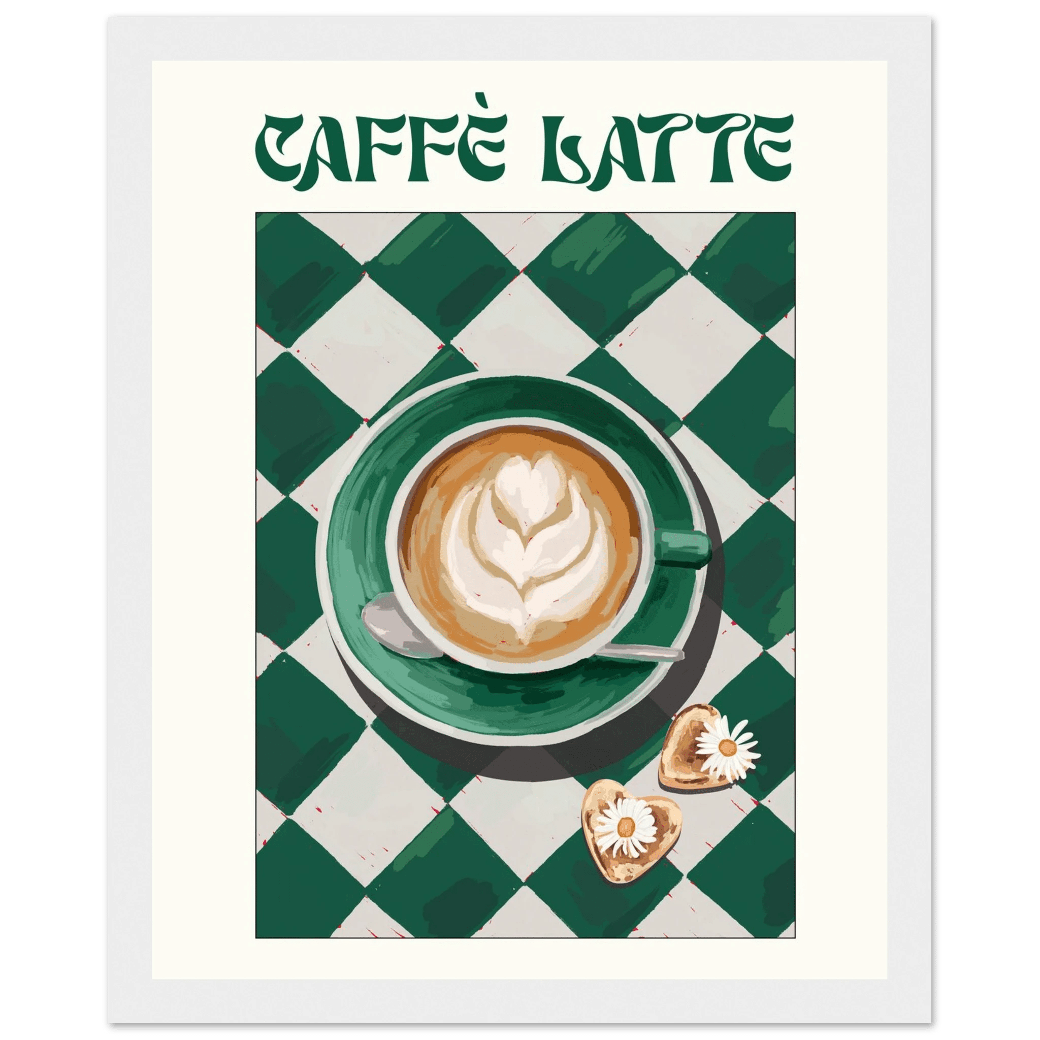 Caffè Latte Poster – Playful Coffee Kitchen Wall Art Print (Digital & Printed Options) - Evergreen Posters