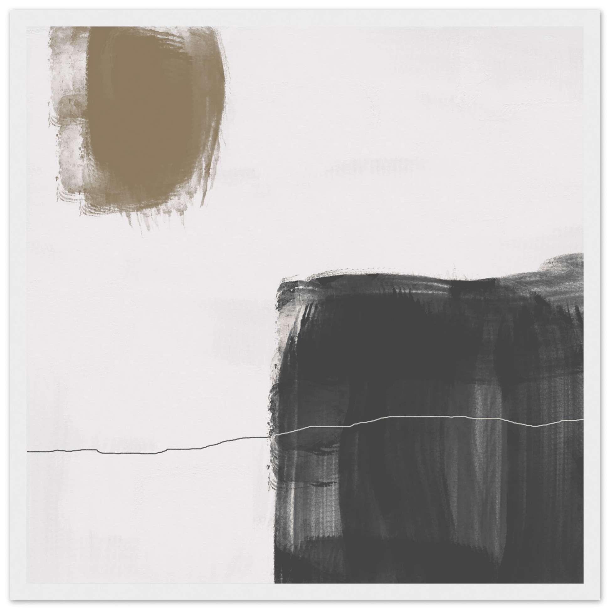 Olive & Black Brushstroke Abstract Poster | Minimalist Square Wall Art | Modern Decor - Evergreen Posters