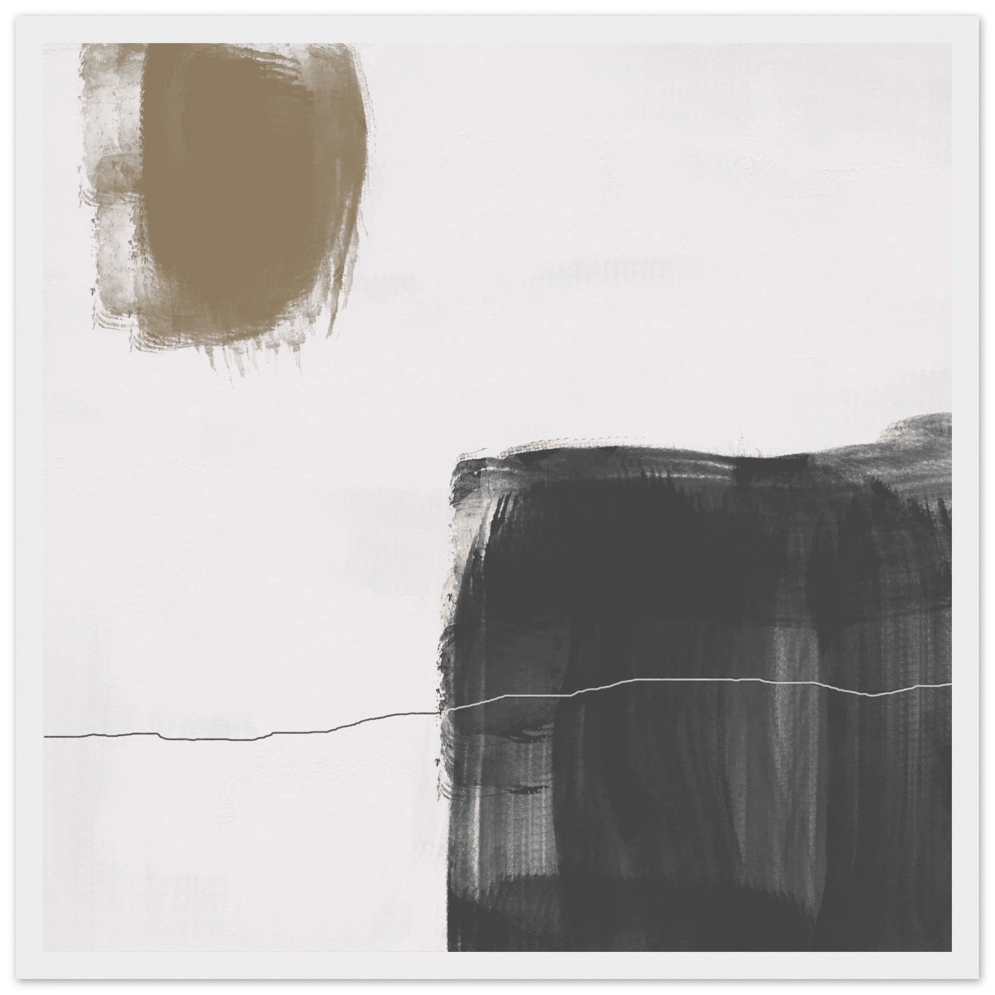 Olive & Black Brushstroke Abstract Poster | Minimalist Square Wall Art | Modern Decor - Evergreen Posters