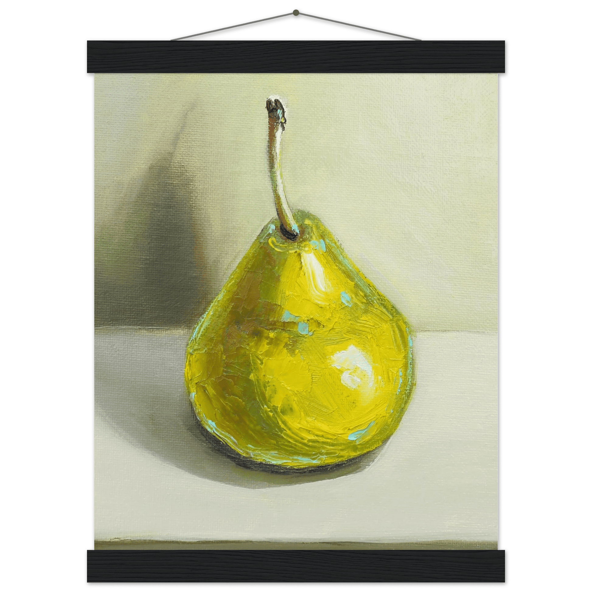 Pear Print | Green Pear Oil Painting Wall Art | Kitchen Poster - Evergreen Posters