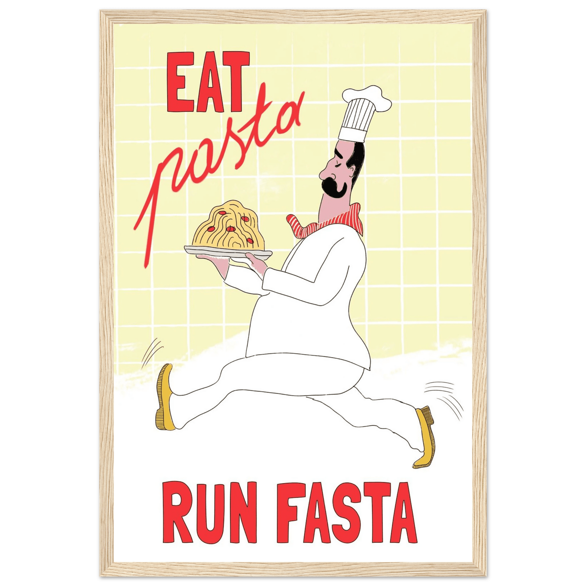 Eat Pasta Run Fasta Poster – Playful Kitchen Wall Art Print (Digital & Printed Options) - Evergreen Posters