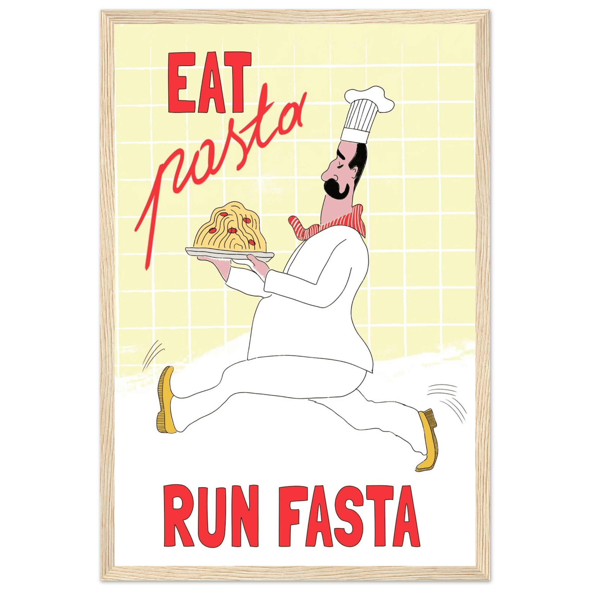 Eat Pasta Run Fasta Poster – Playful Kitchen Wall Art Print (Digital & Printed Options) - Evergreen Posters