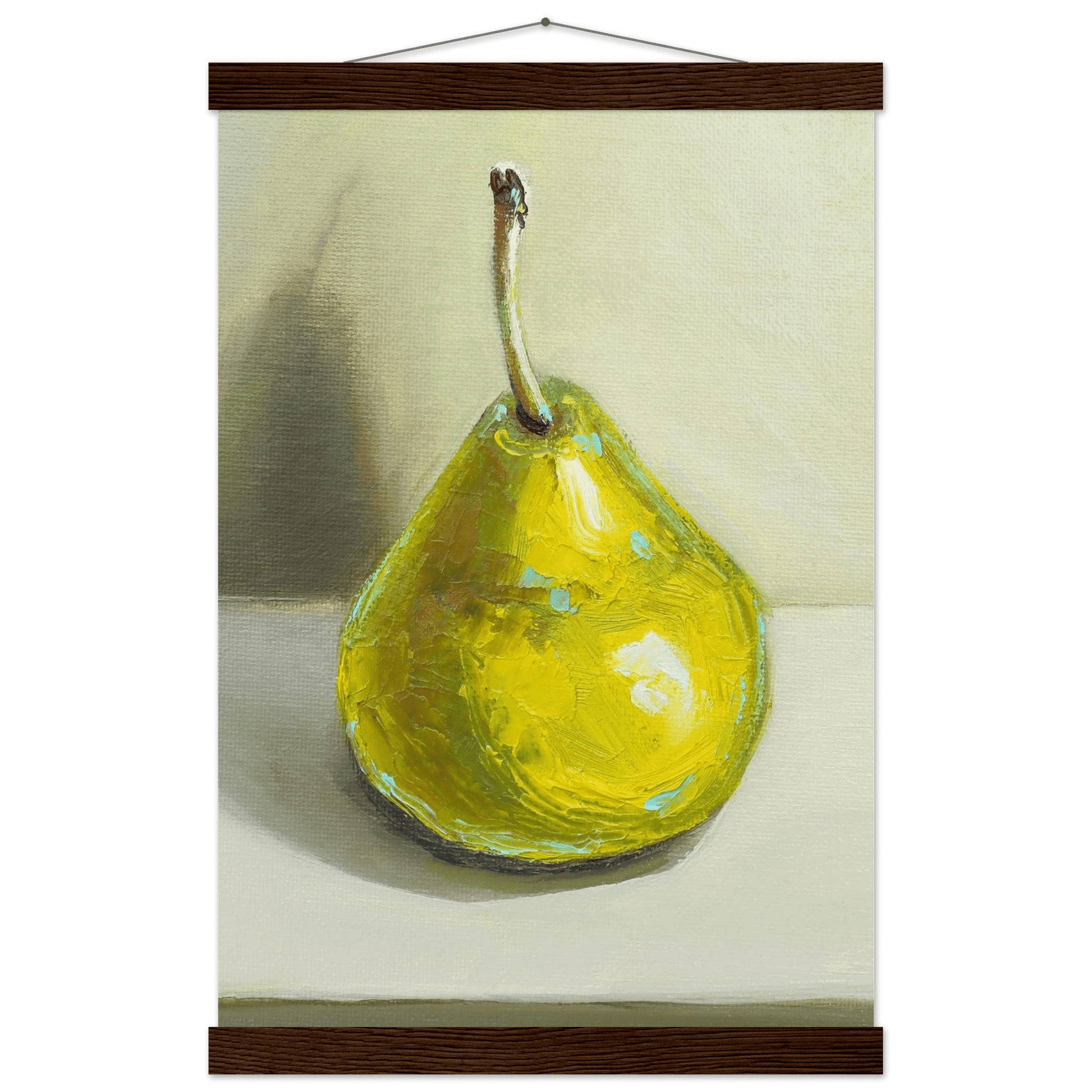 Pear Print | Green Pear Oil Painting Wall Art | Kitchen Poster - Evergreen Posters