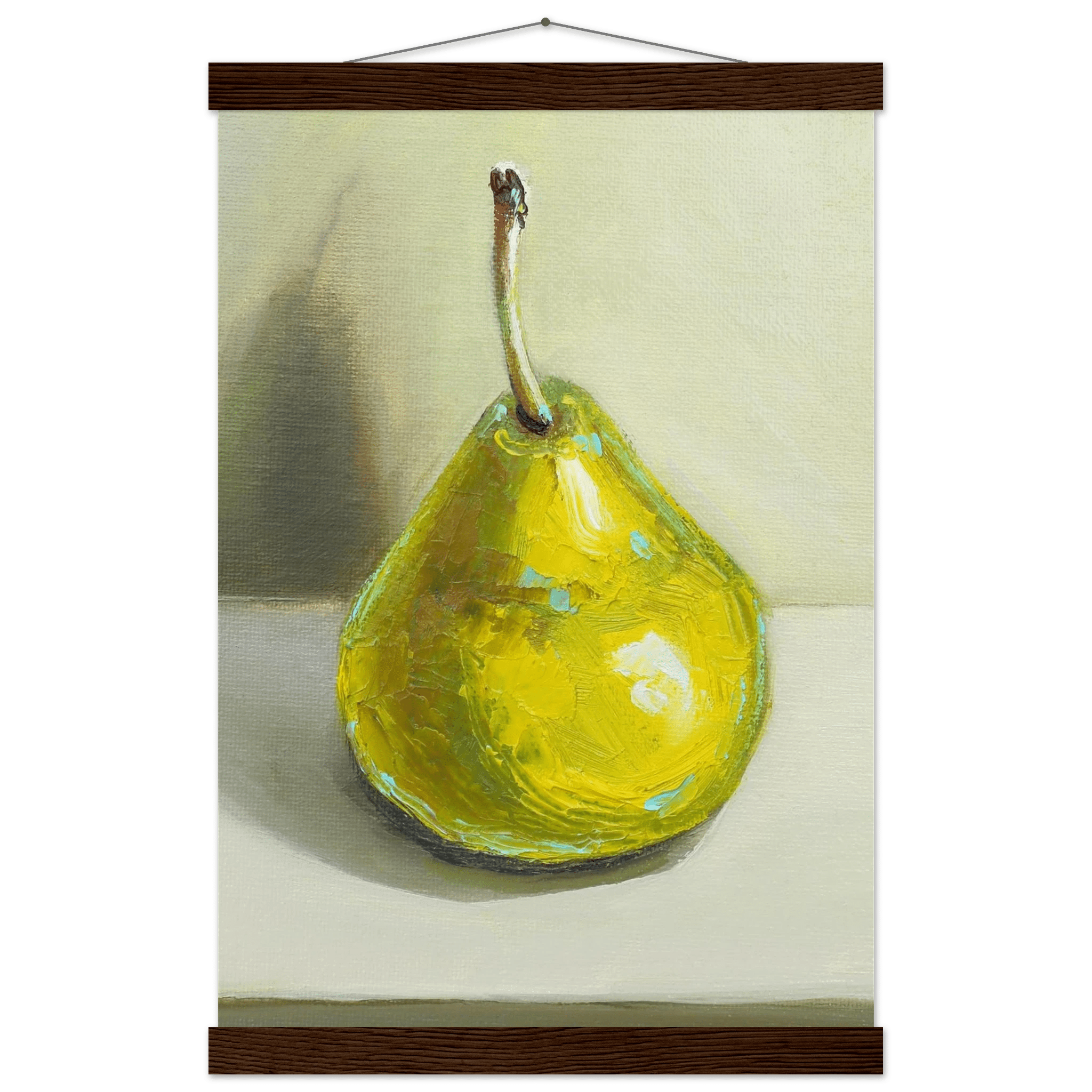 Pear Print | Green Pear Oil Painting Wall Art | Kitchen Poster - Evergreen Posters